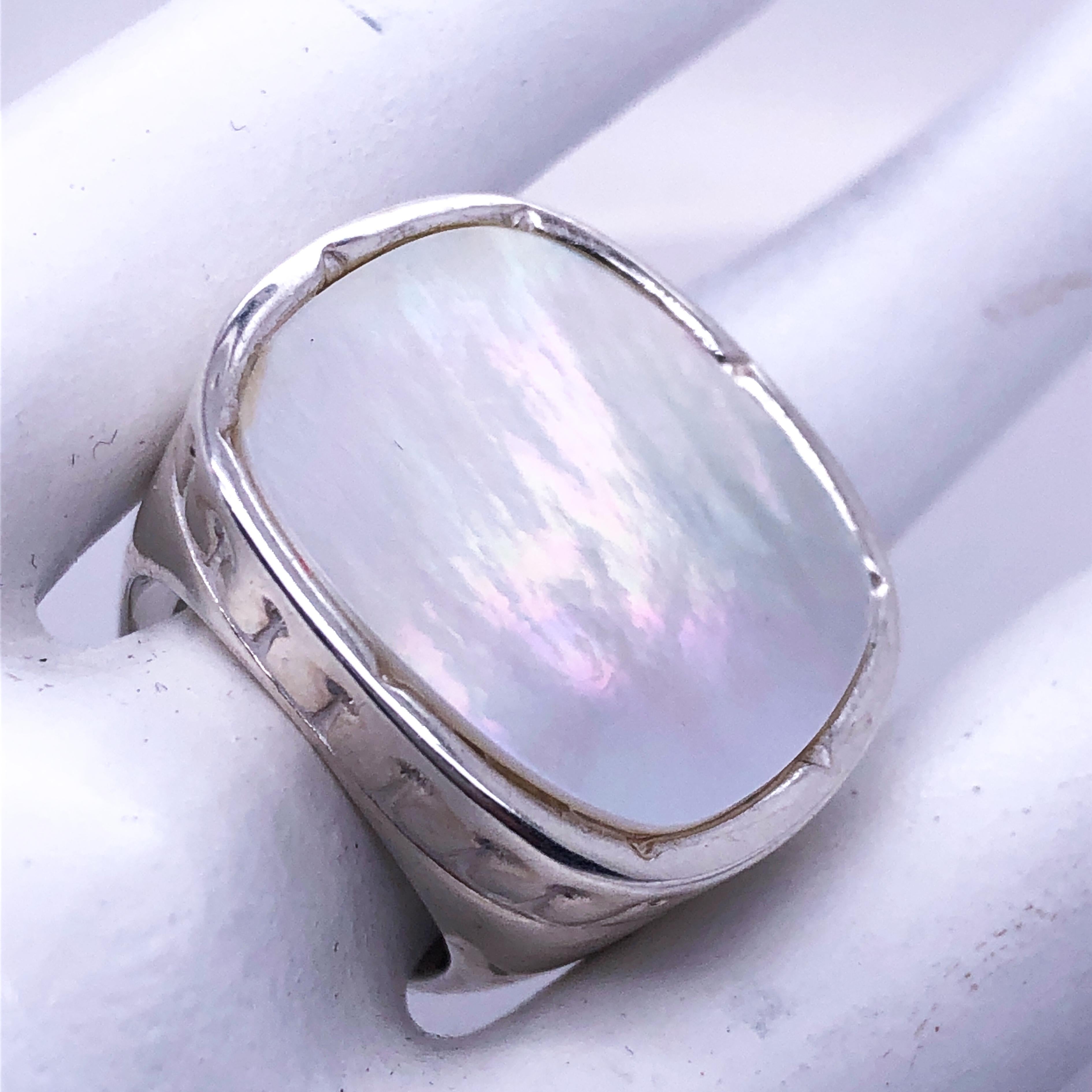 Women's Berca White Enameled Hand Engraved Sterling Silver Ring For Sale