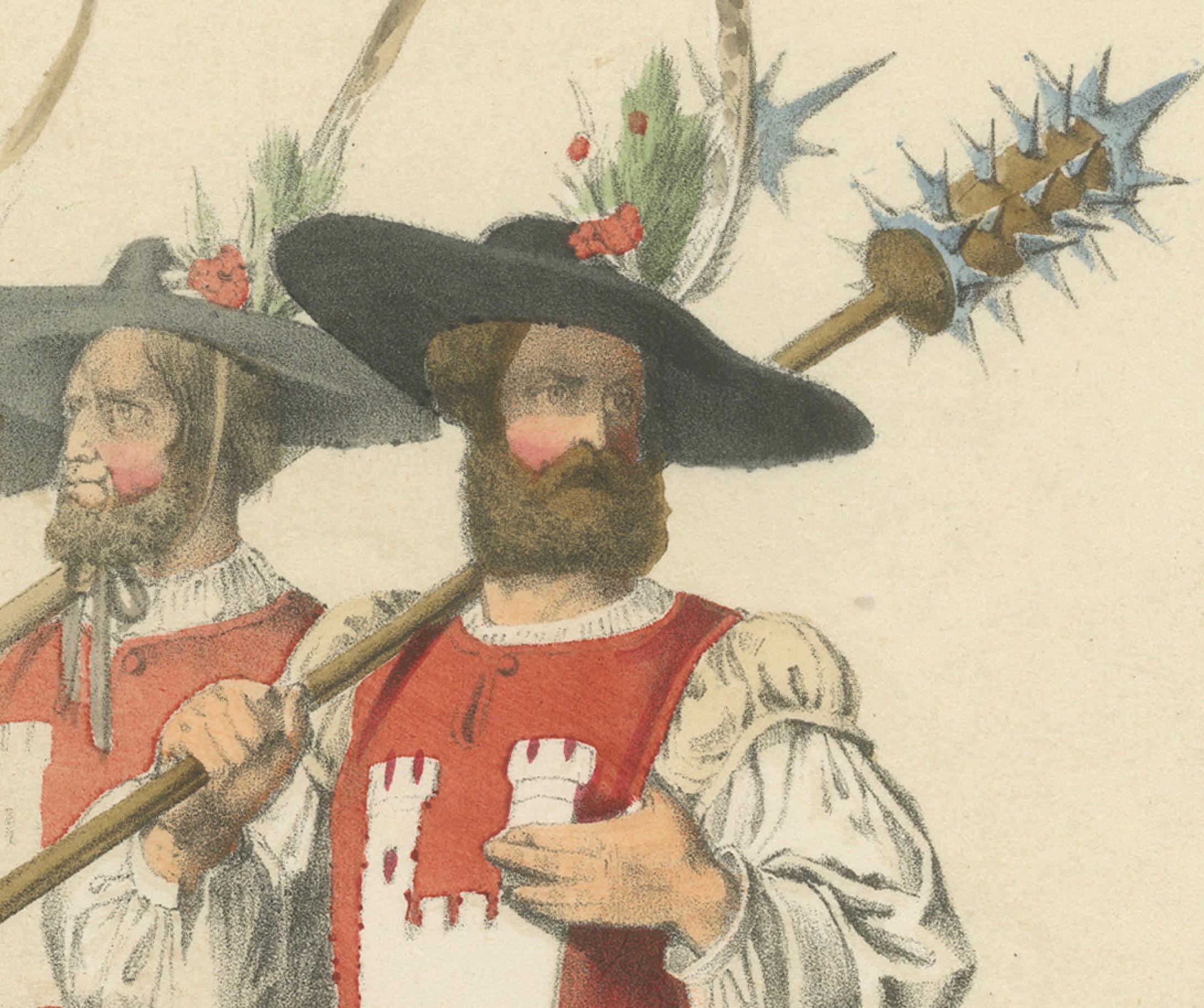 Berchtold von Wyzzenburg und seine Bannerträger im Berner Festumzug

Diese detailreiche handkolorierte Lithografie ist Teil des 