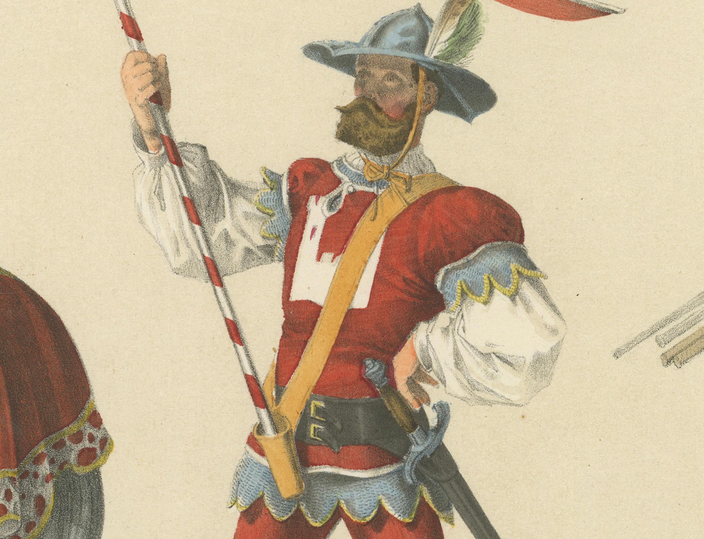 Berchtold von Wyzzenburg und seine Bannerbären in der Berner Prozession, 1855 im Zustand „Gut“ im Angebot in Langweer, NL
