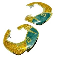 BEREBI signed gold tone enamel designer earrings