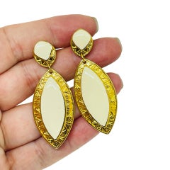 BEREBI signed vintage gold tone enamel designer pierced earrings