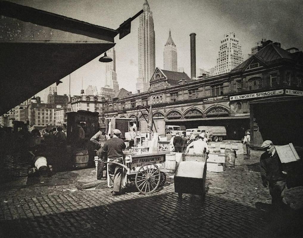 Berenice Abbott Black and White Photograph - Fulton Street Fish Market, New York City, circa 1930