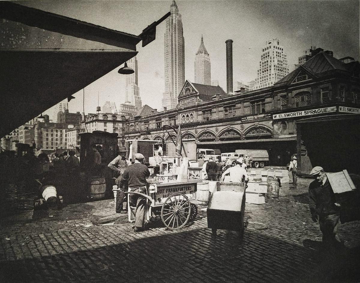 Berenice Abbott Black and White Photograph - Fulton Street Fish Market, New York City