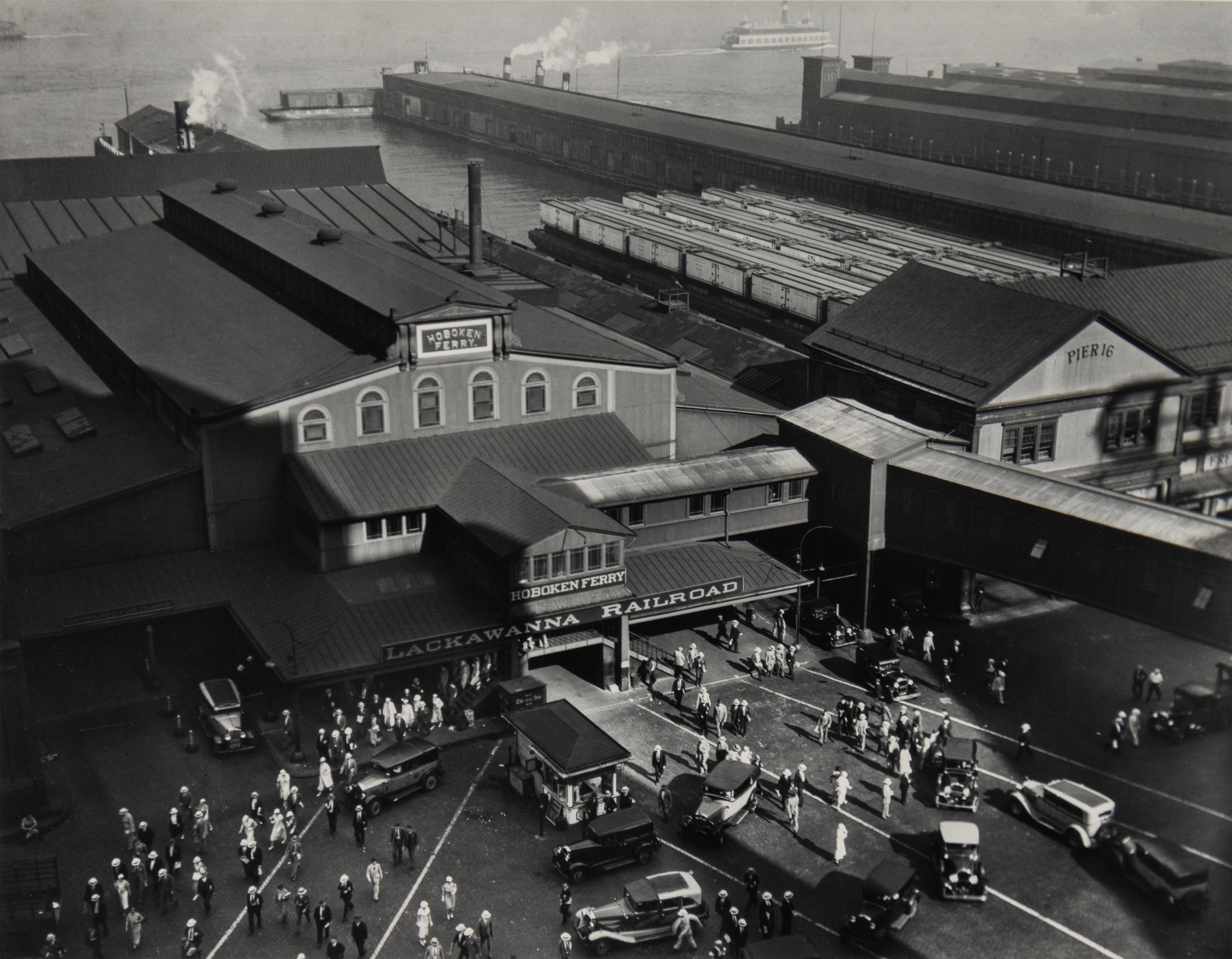 Hoboken Ferry Terminal, Lackawanna Railroad, Barclay Street, New York - Photograph by Berenice Abbott