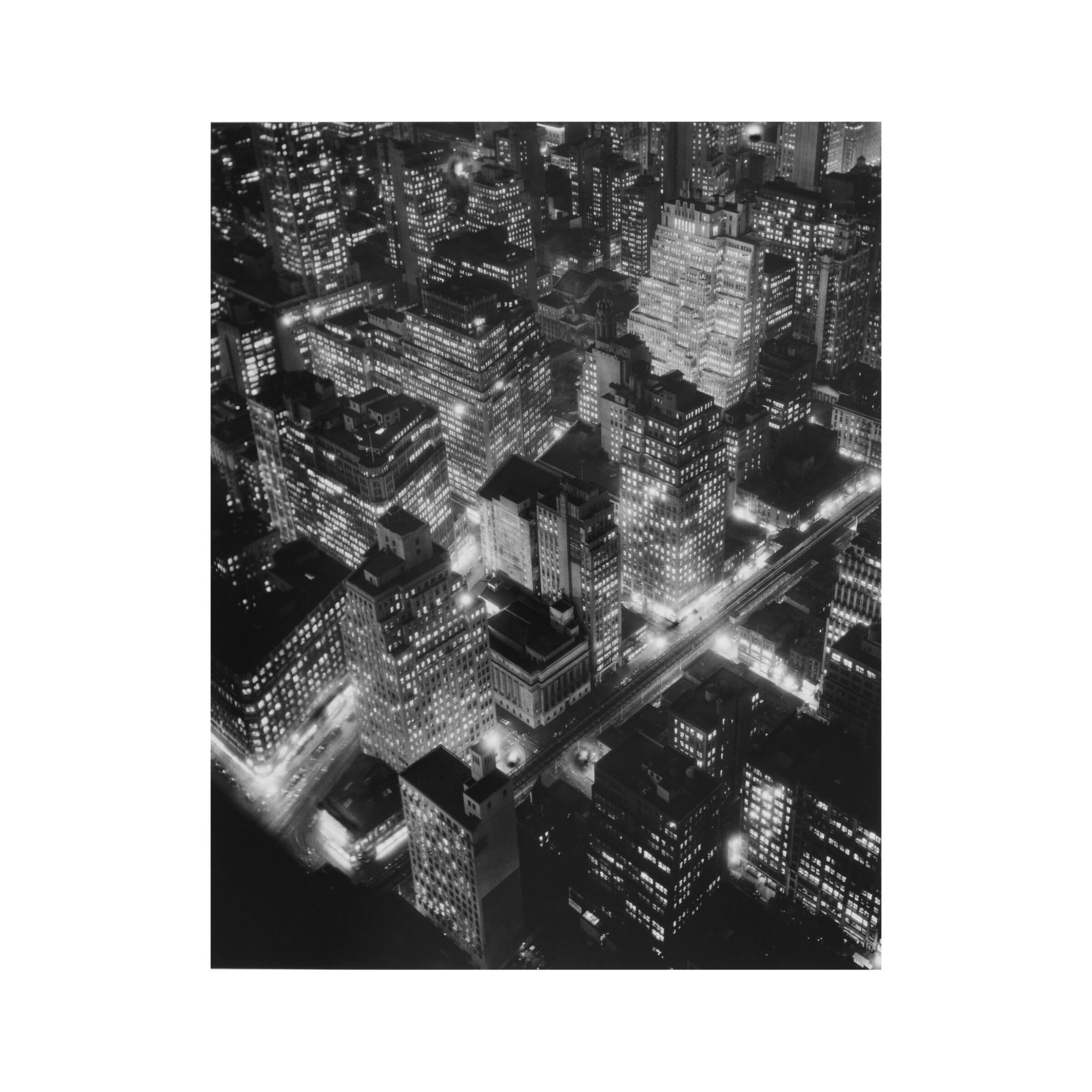 Berenice Abbott Black and White Photograph - Night View, New York (aka New York at Night)