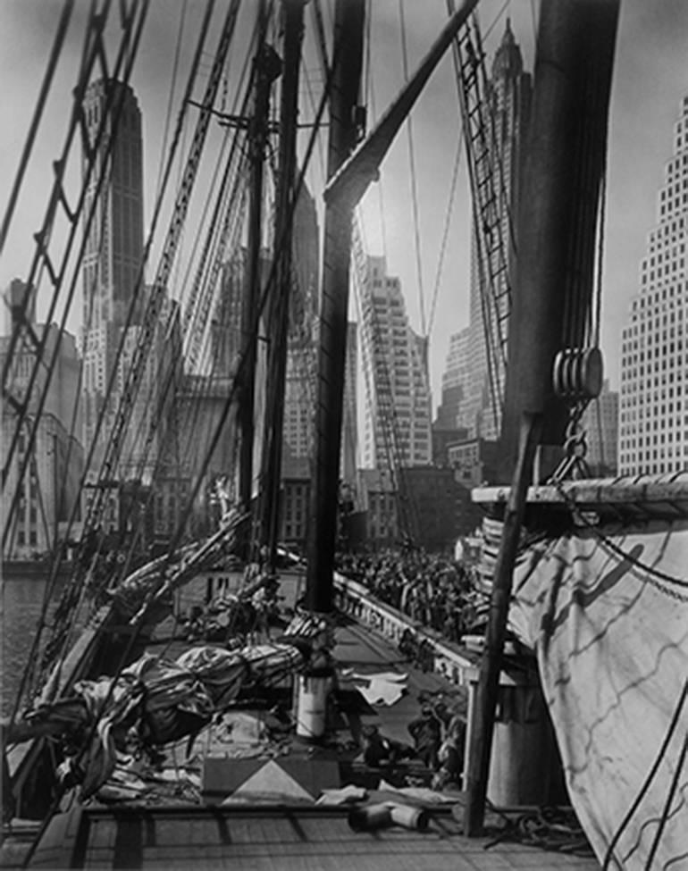 Berenice Abbott Black and White Photograph - Theoline, Pier 11, East River, NY