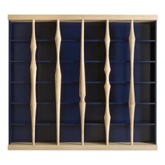 Berenice Blue Cherry Wood with Maple Colomns Sculptural Bookcase by Luca Scacche