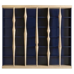 Berenice Blue Cherry Wood with Maple Colomns Sculptural Bookcase by Luca Scacche