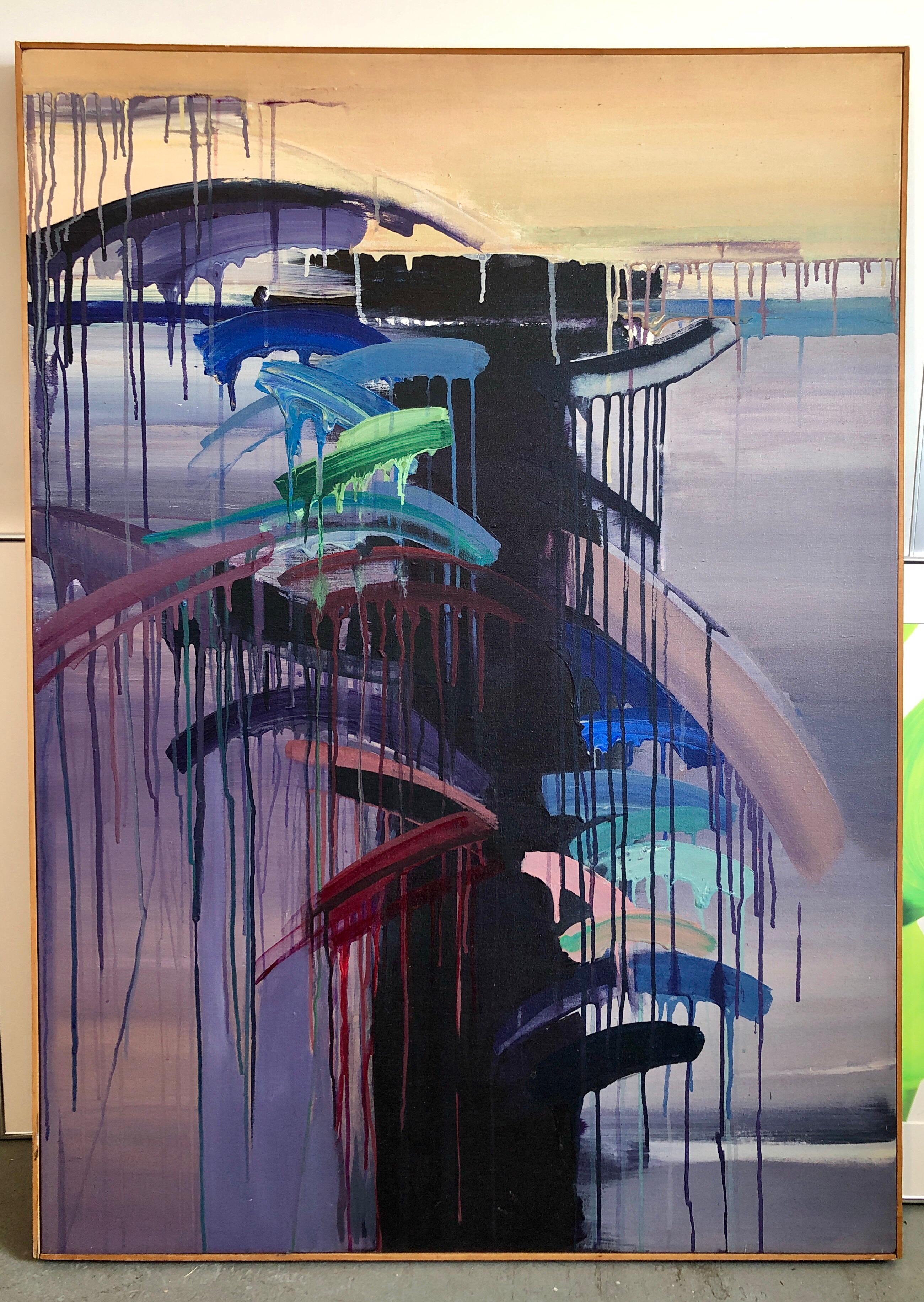 Großes künstlerisches Ölgemälde, abstrakter Expressionismus, New Yorker Moderne, Künstlerin, Groß (Grau), Abstract Painting, von Berenice D'vorzon