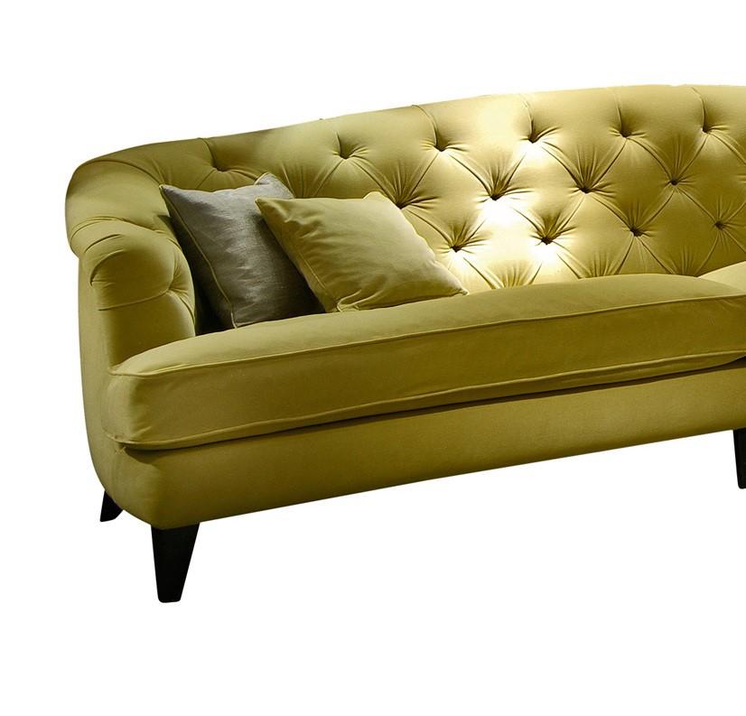 Celebrating traditional style with a pop of color for a modern accent, this sofa is a stunning addition to an eclectic, contemporary, or Classic interior. The generous seating is padded in multi-density polyurethane over a solid wood and plywood