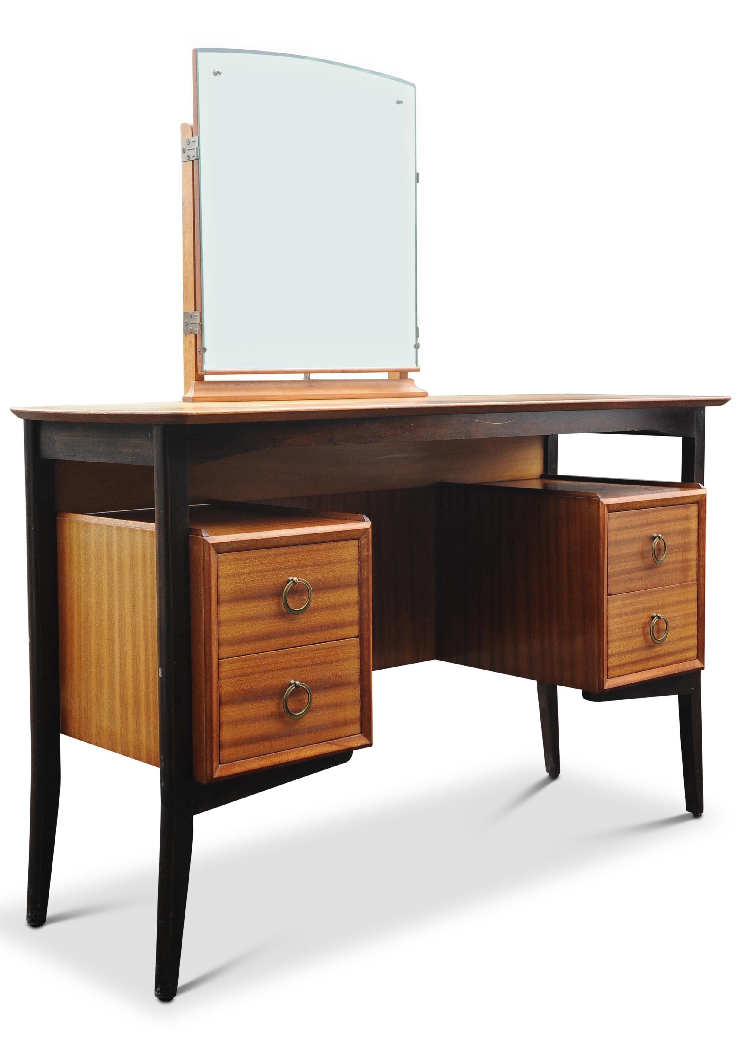 Beresford & Hicks Tola Wood Vier Schubladen Kneehole Ebonised Frisiertisch (Britisch) im Angebot