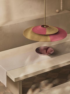 Abat-jour simple en forme de béret, fabriqué à la main, pendentif double en tissu, Ø100cm/39in