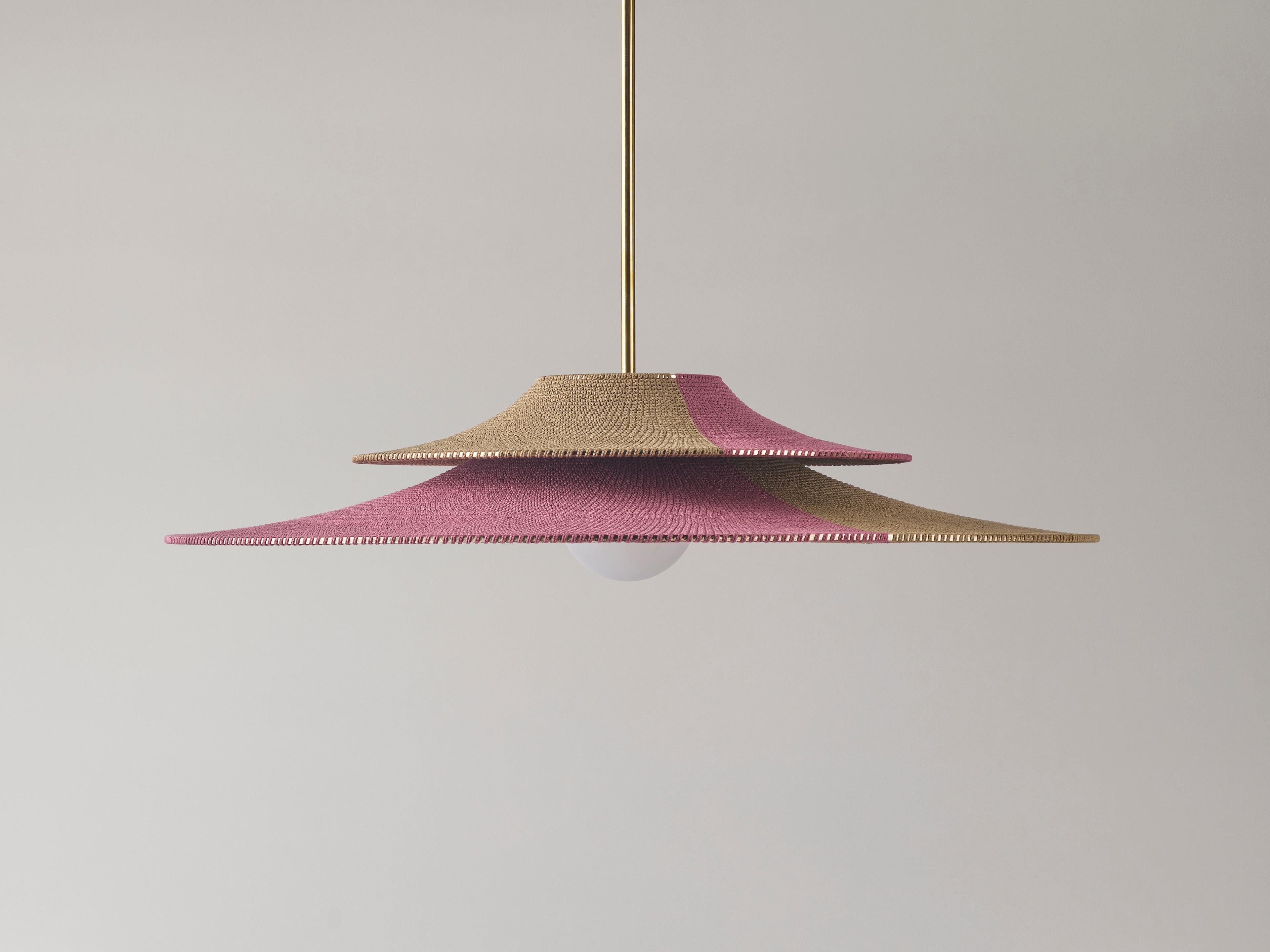 Autre Abat-jour simple en forme de béret, fabriqué à la main, pendentif double en tissu, Ø100cm/39in en vente