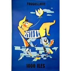 Original tourism poster of the 50s for Yugoslavia and its 1000 islands