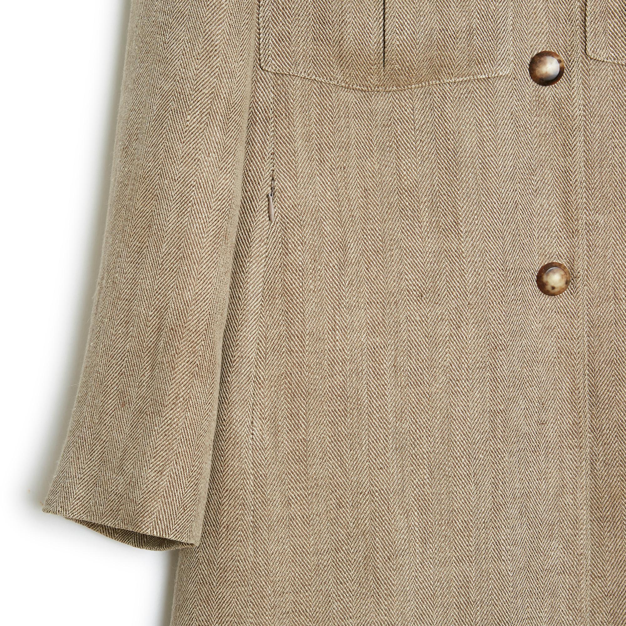 Women's or Men's Beretta Beige Linen Wool Straight Coat FR38 For Sale