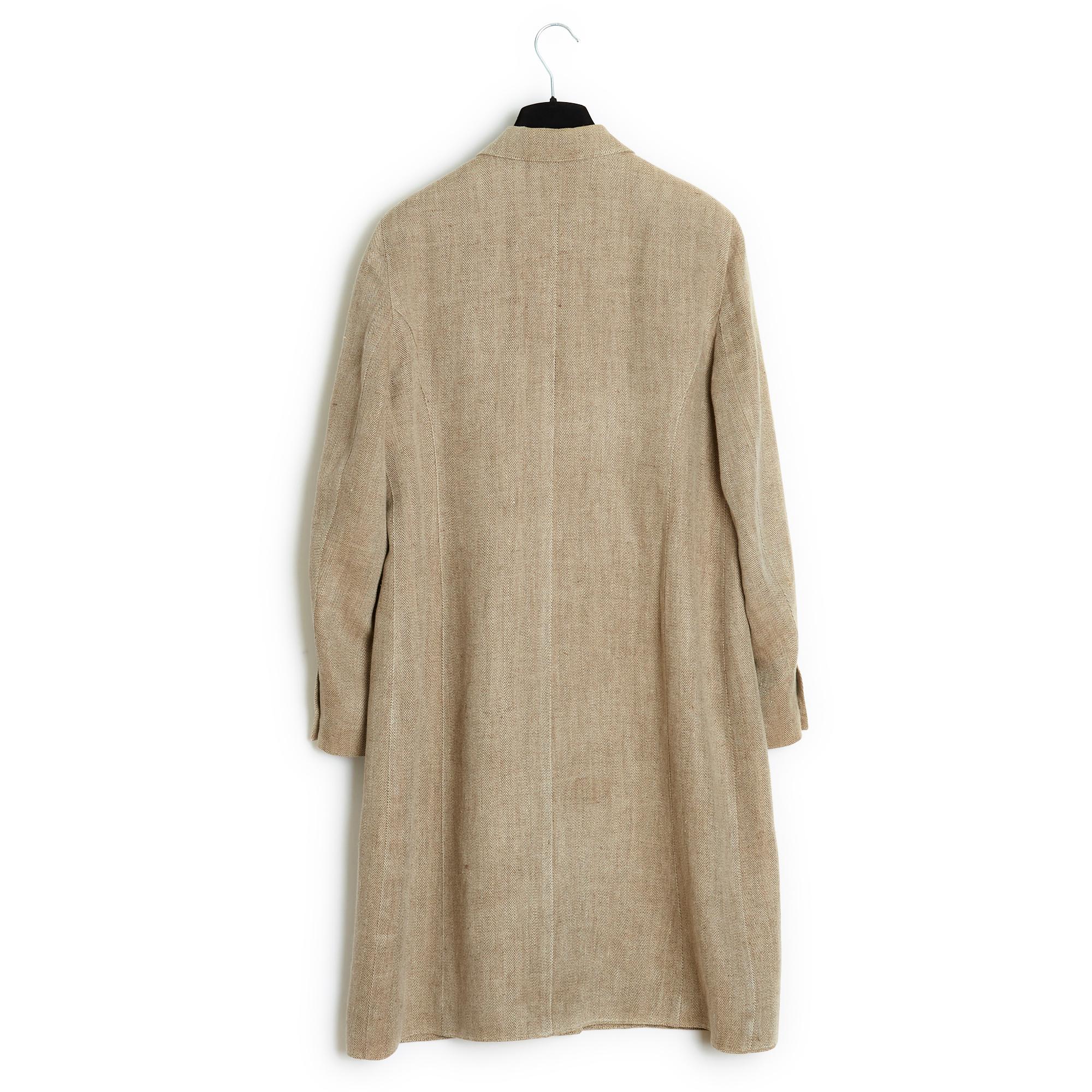 Beretta Beige Linen Wool Straight Coat FR38 en vente 2