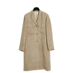 Retro Beretta Beige Linen Wool Straight Coat FR38