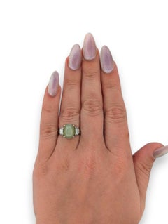 Calla  Platinum Ring with Cat’s Eye & Diamond Accents Size 6.5