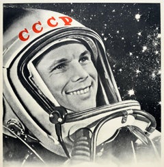 Original Vintage Poster Yuri Gagarin Soviet Cosmonaut Communist Party Glory USSR