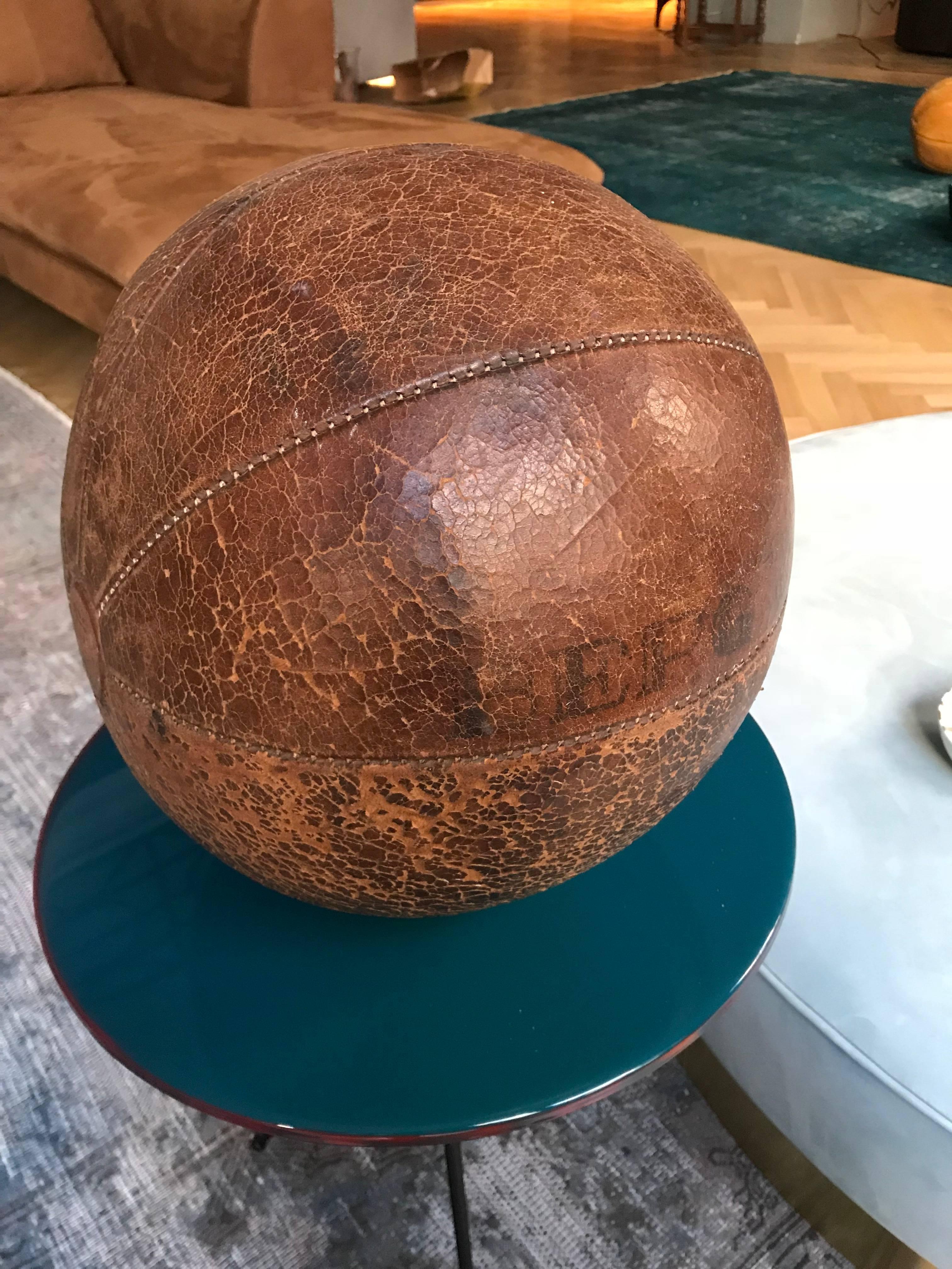 Hand-Crafted Berg Vintage Leather Medicine Ball, 1920s Germany