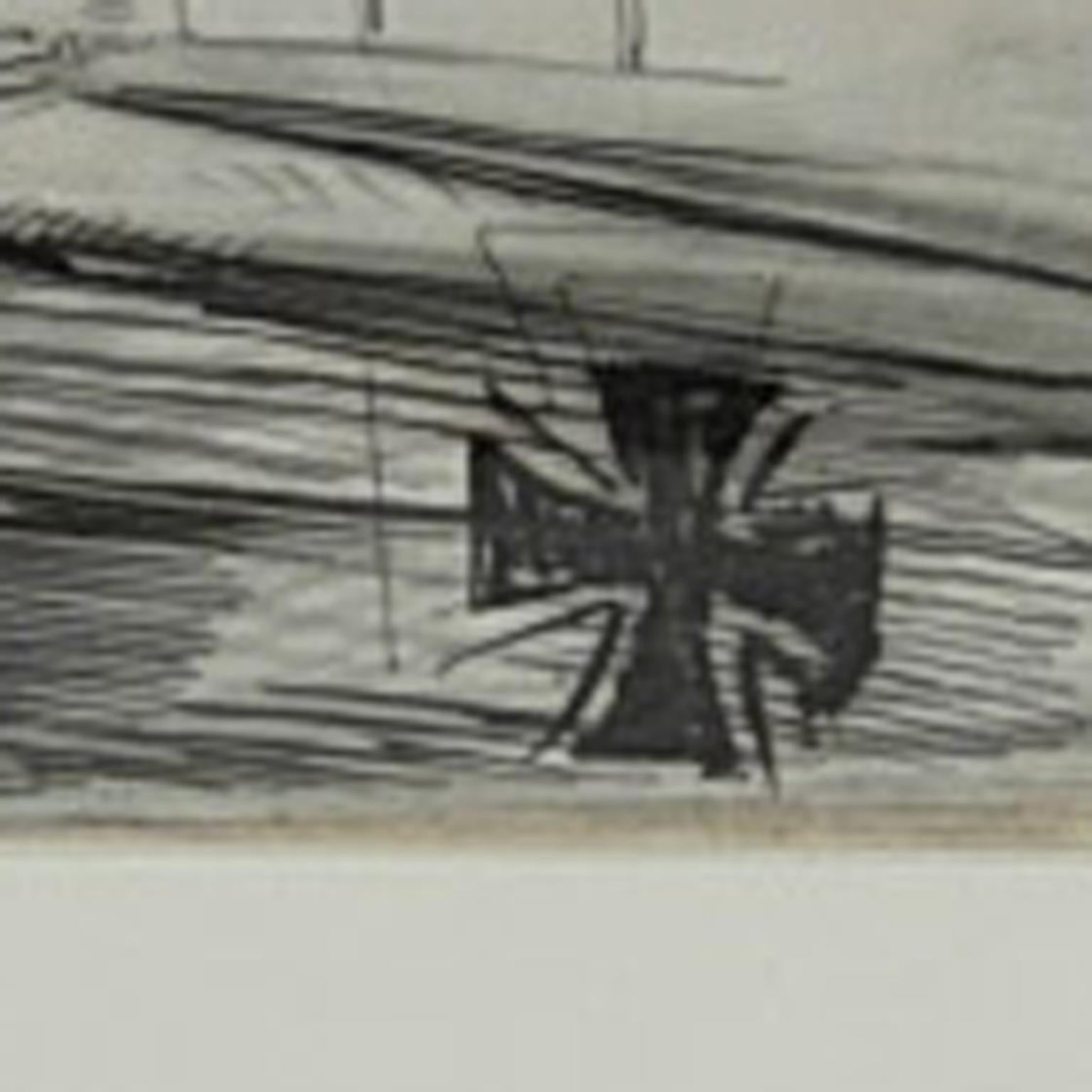 Italian Indian ink drawing depicting a Berg Av C I WWI Aircraft