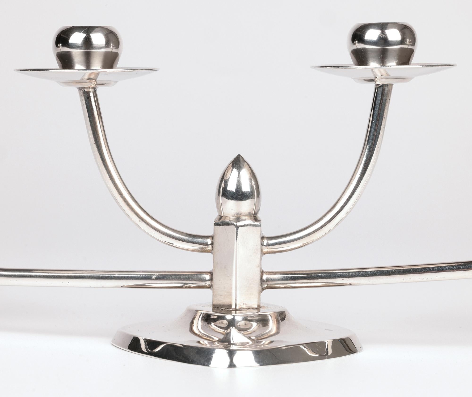 Berg Danish Mid-Century Silver Plated Candle Holder Centrepiece im Angebot 4