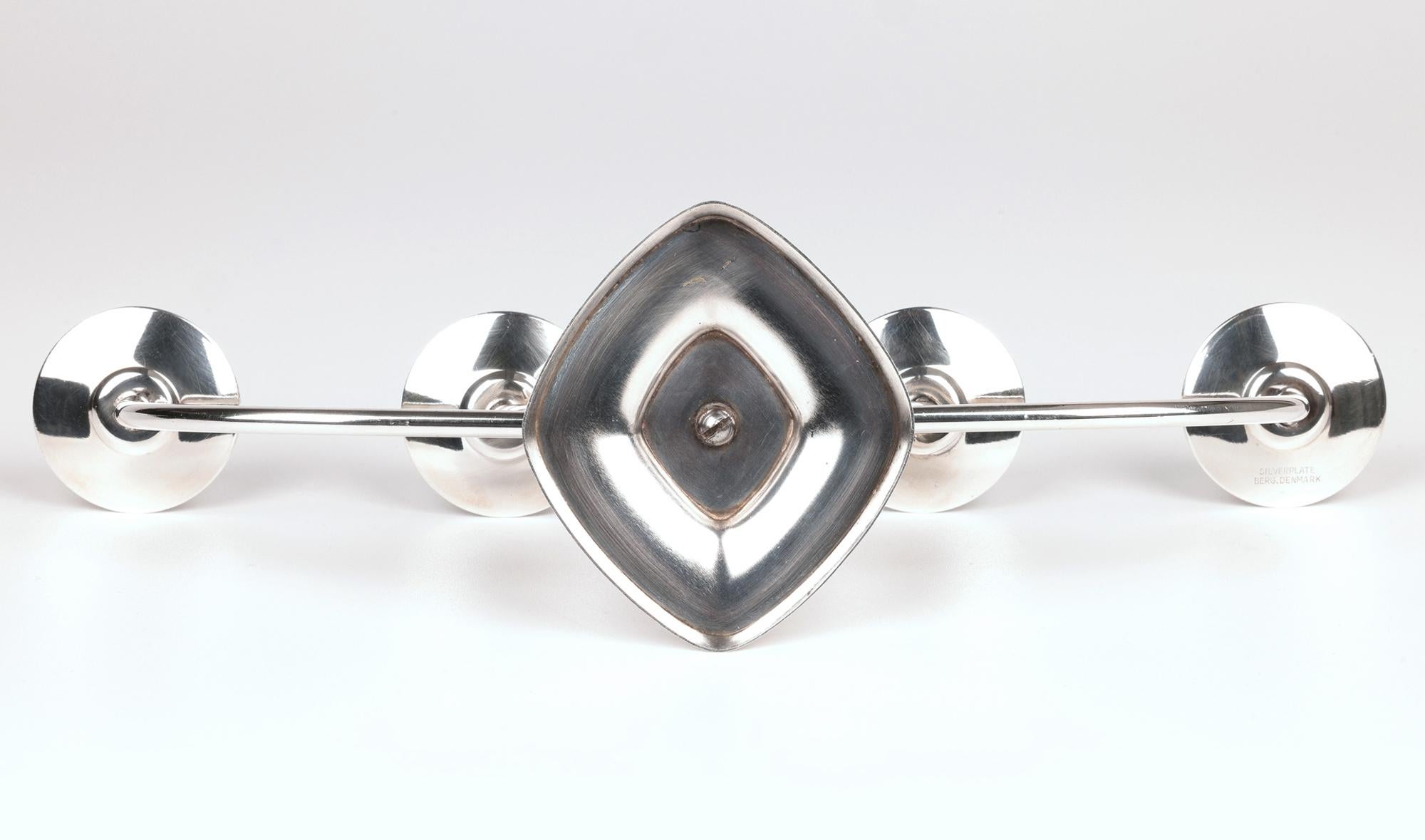 Berg Danish Mid-Century Silver Plated Candle Holder Centrepiece im Angebot 6