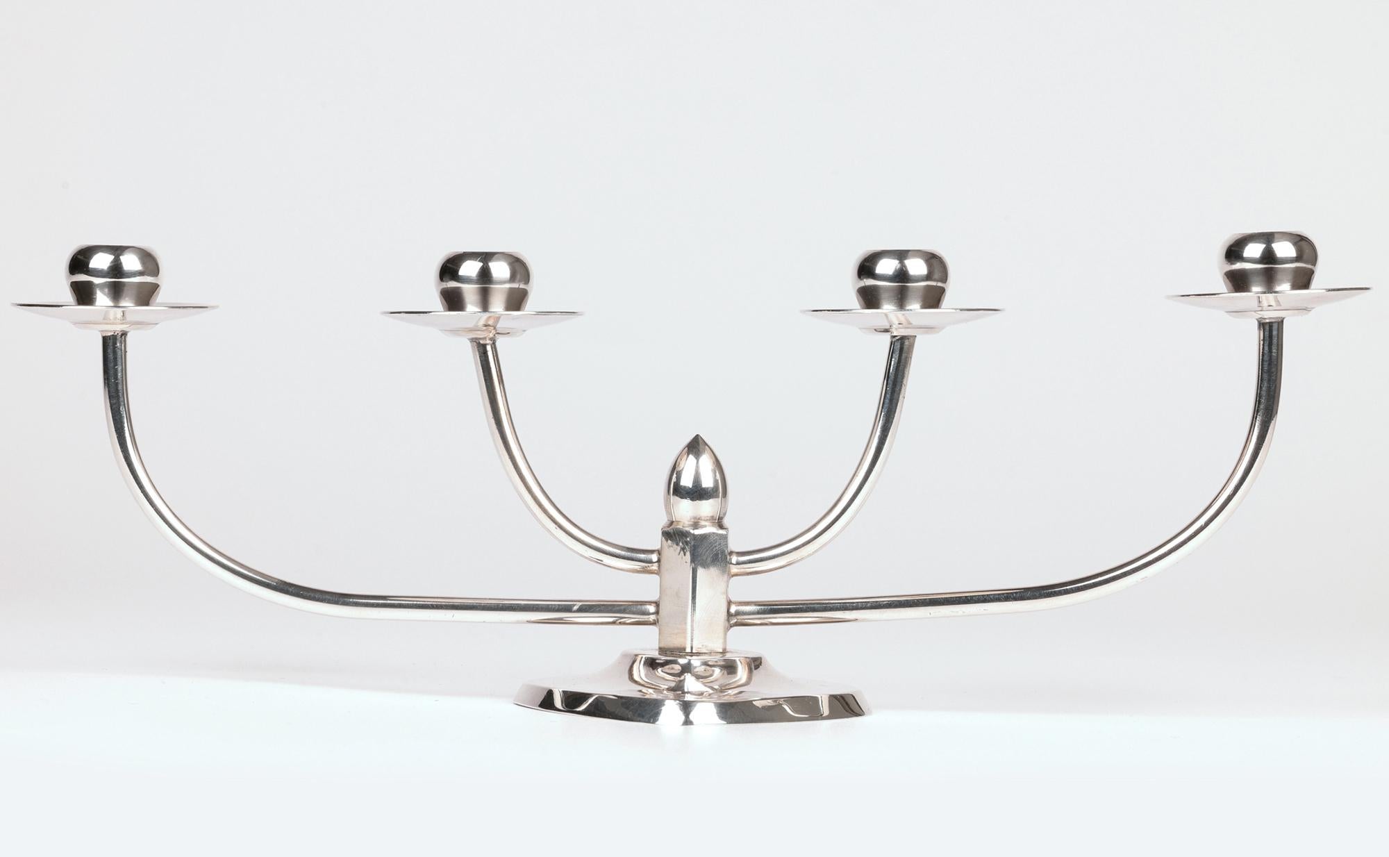 Berg Danish Mid-Century Silver Plated Candle Holder Centrepiece im Angebot 7