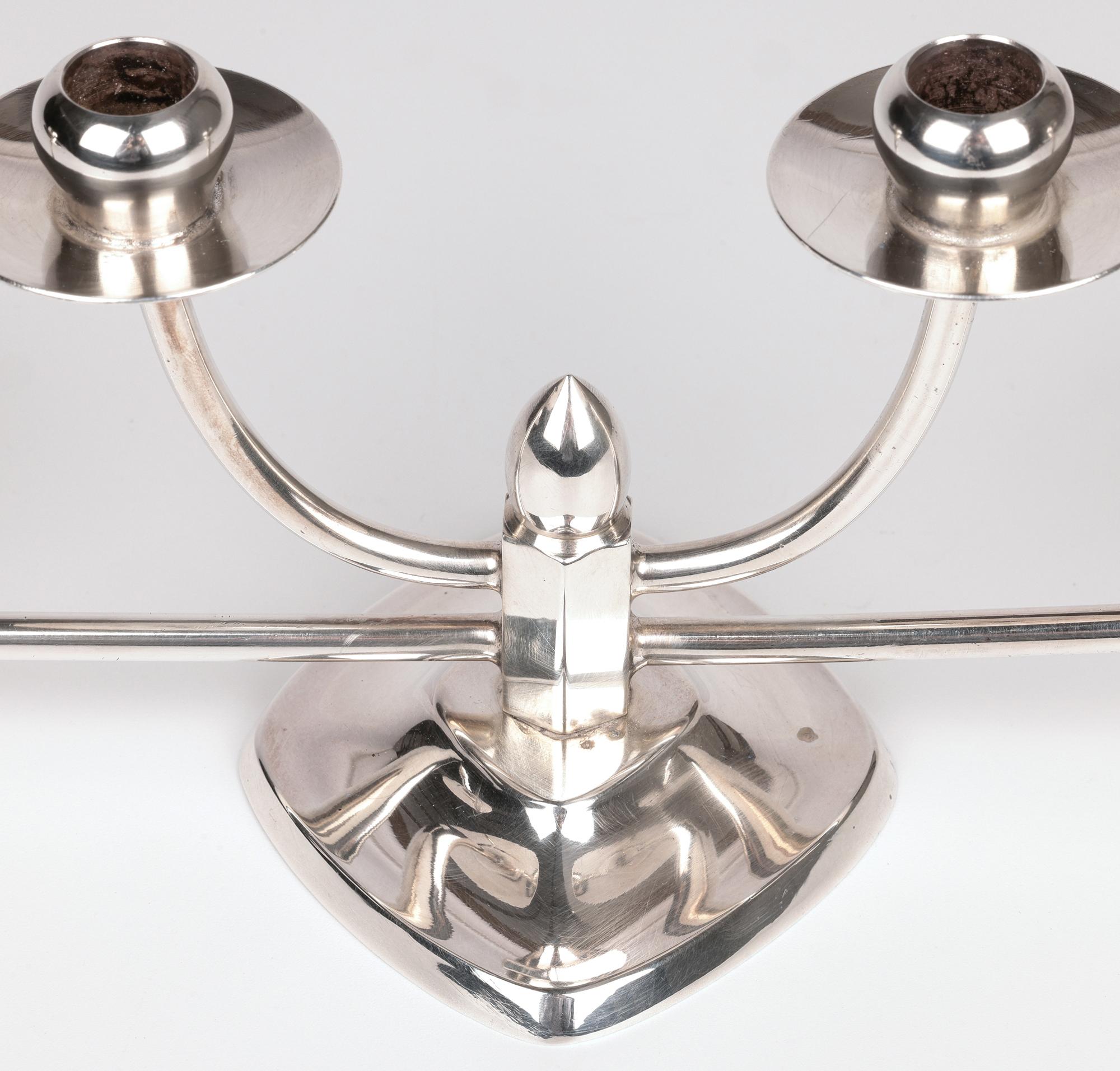 Berg Danish Mid-Century Silver Plated Candle Holder Centrepiece im Angebot 9