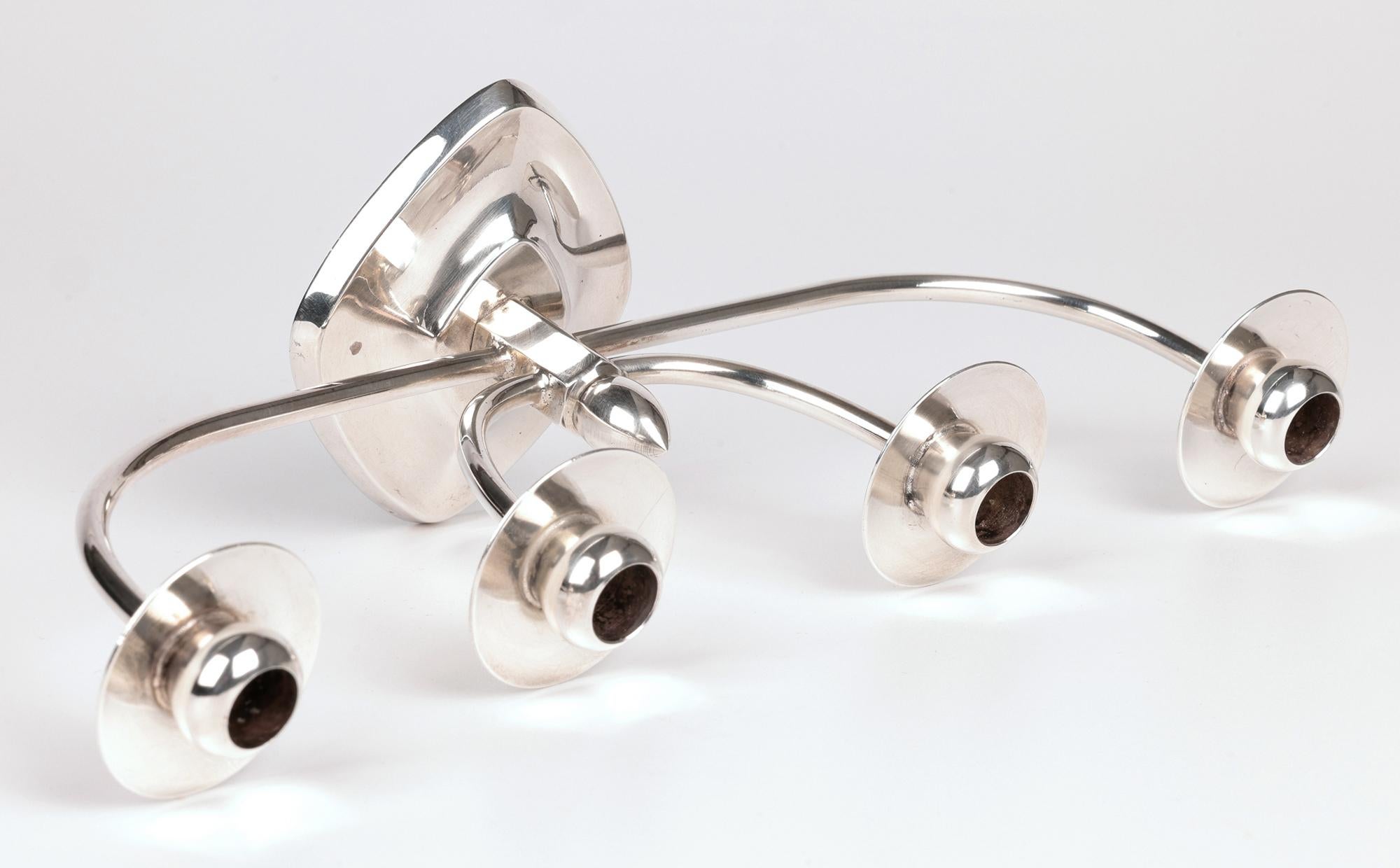 Berg Danish Mid-Century Silver Plated Candle Holder Centrepiece im Zustand „Gut“ im Angebot in Bishop's Stortford, Hertfordshire