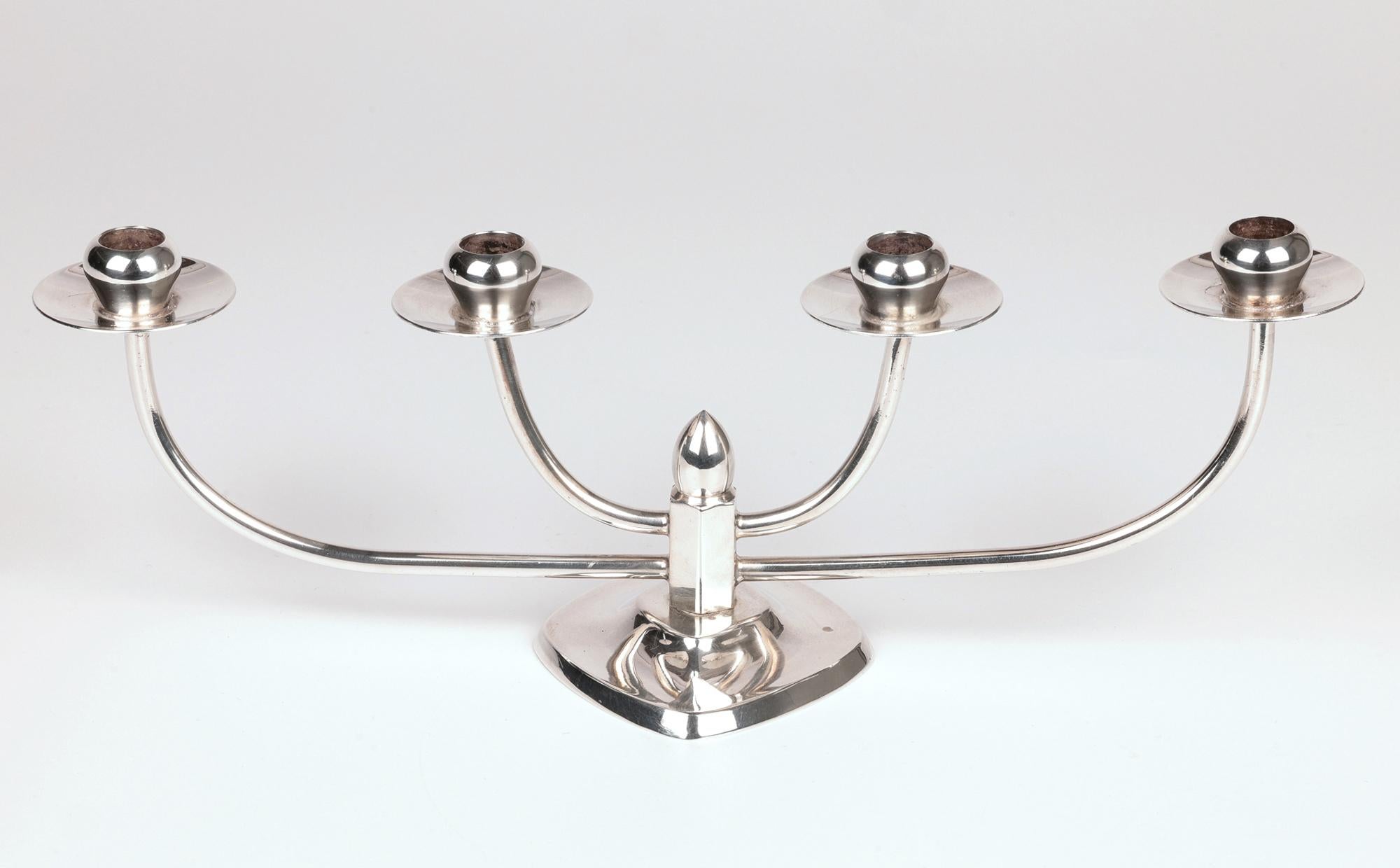 Berg Danish Mid-Century Silver Plated Candle Holder Centrepiece (20. Jahrhundert) im Angebot