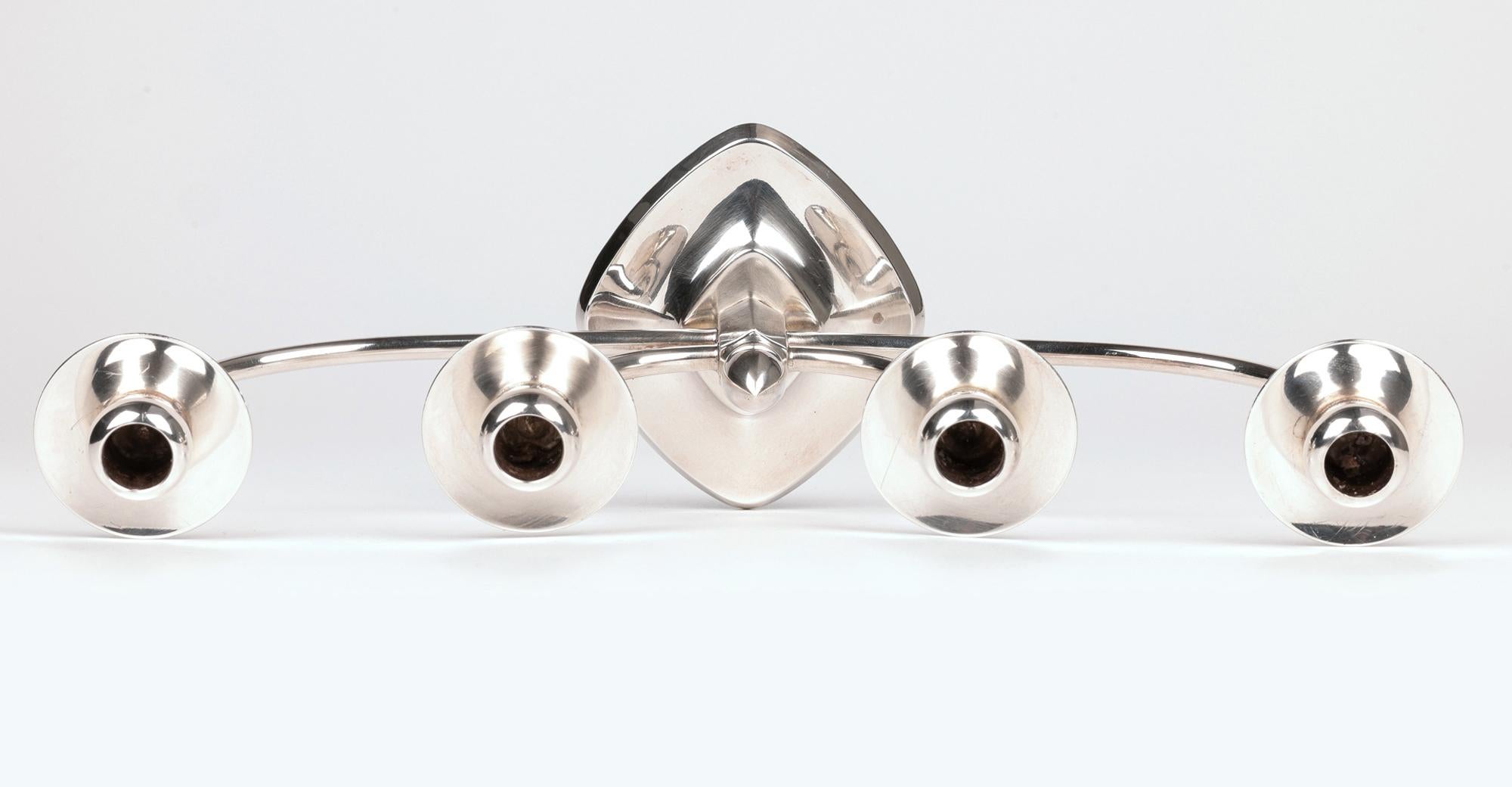 Berg Danish Mid-Century Silver Plated Candle Holder Centrepiece (Versilberung) im Angebot