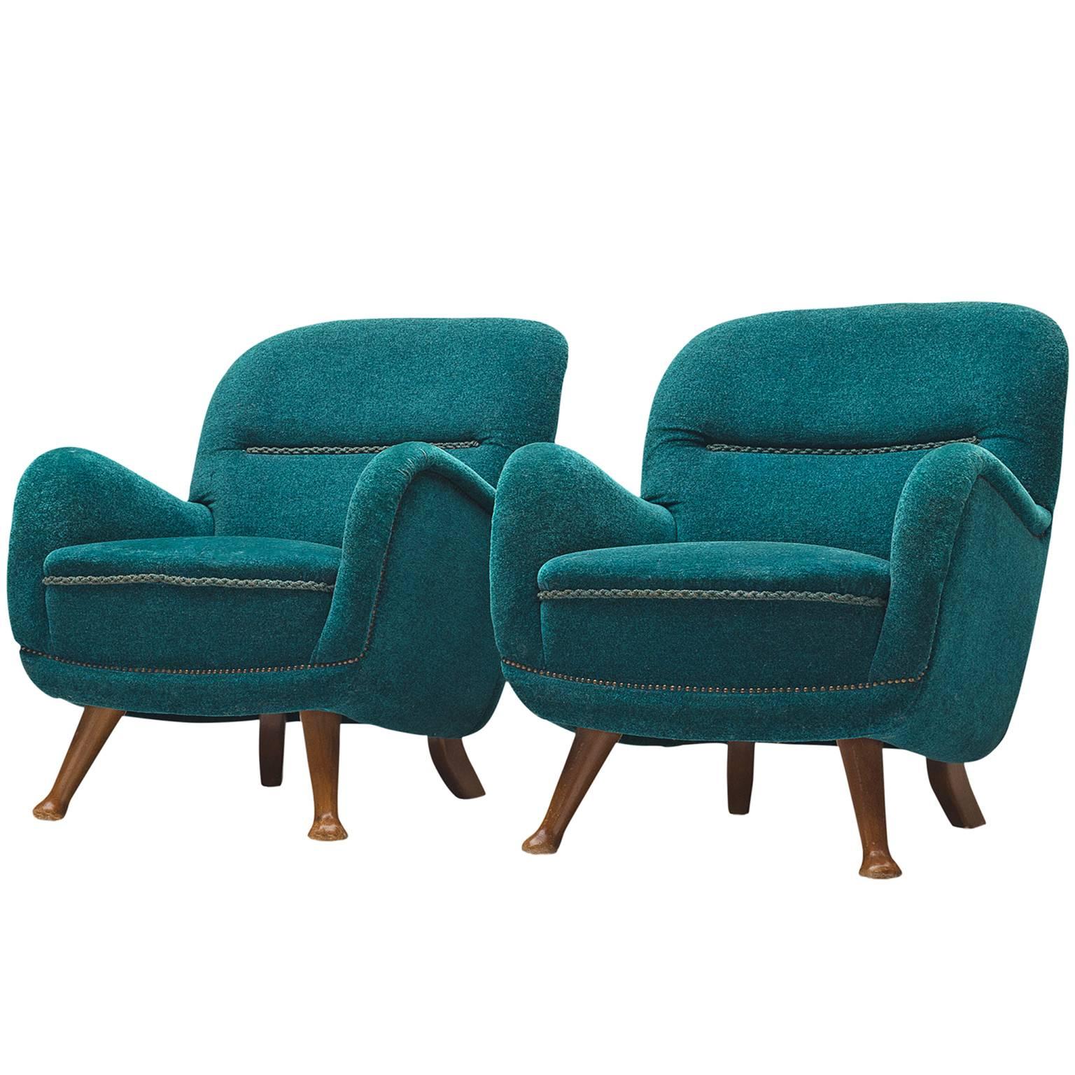 Berga Møbler Pair of Blue Lounge Chairs