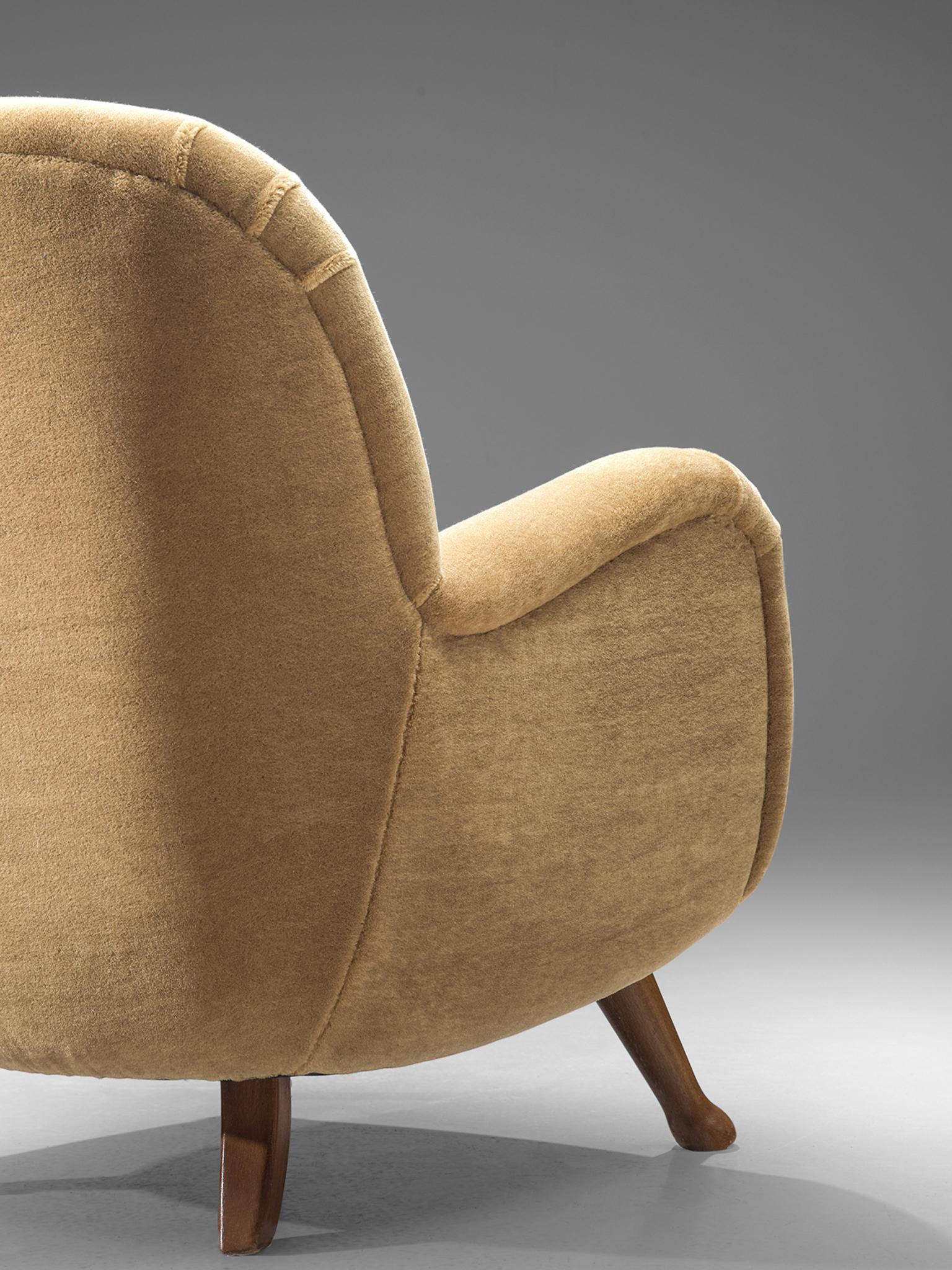 Mid-20th Century Berga Mobler Easy Chair in Mohair and Oak