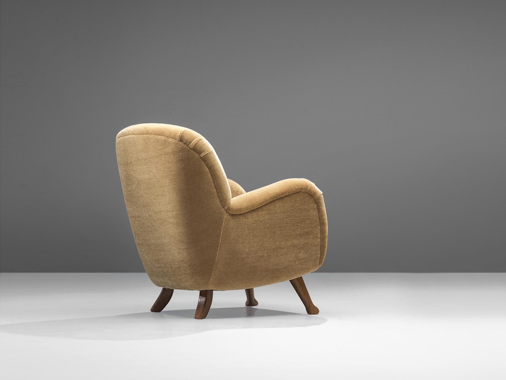 Mid-20th Century Berga Mobler Lounge Chair in Beige Teddy