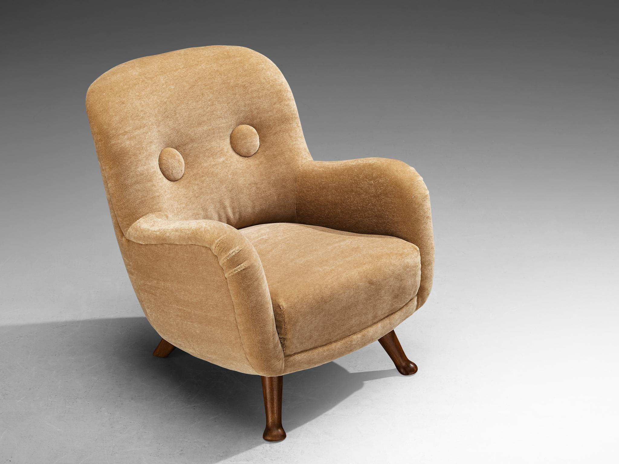 Danish Berga Mobler Lounge Chair in Beige Teddy