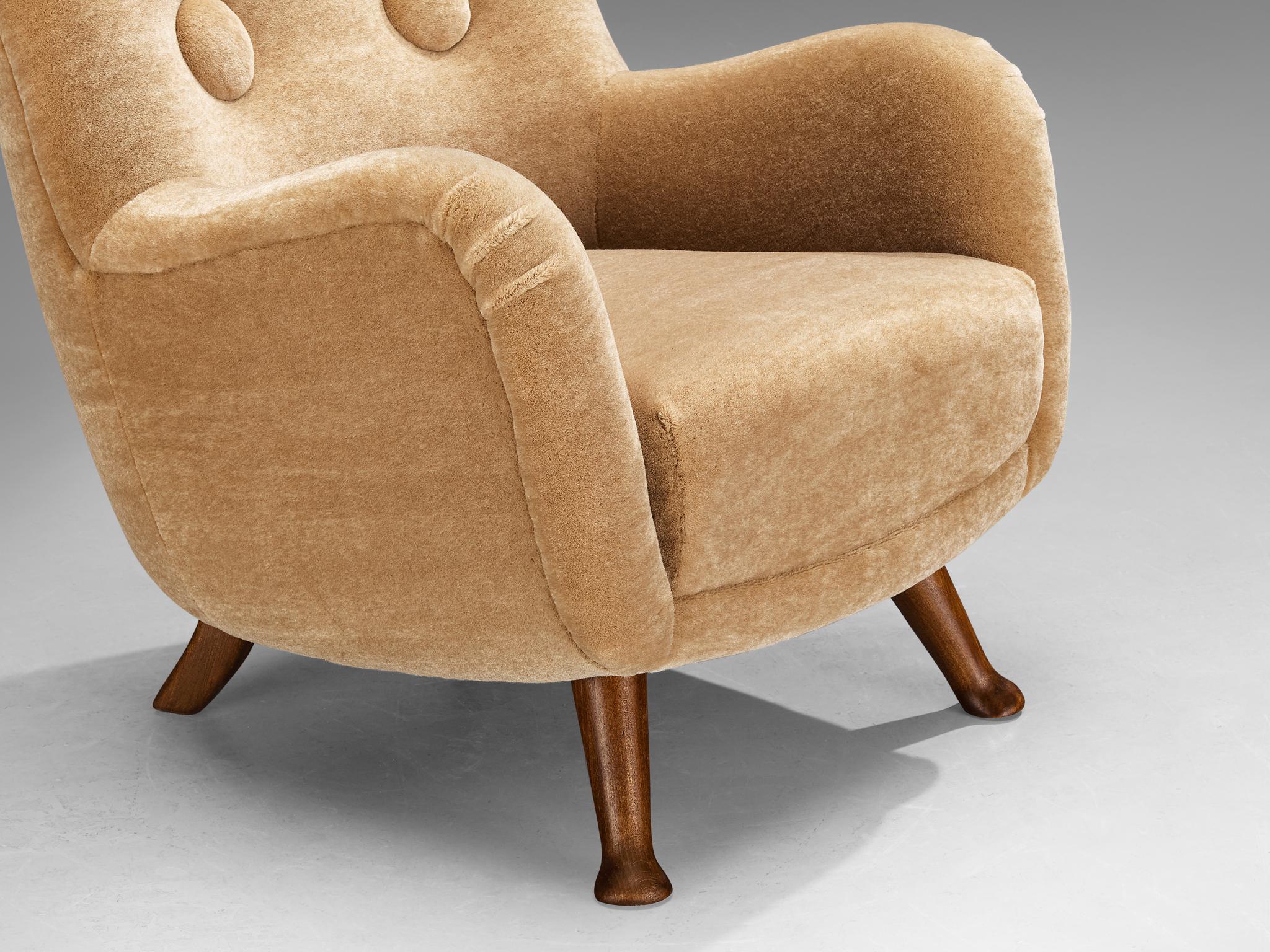 Fabric Berga Mobler Lounge Chair in Beige Teddy