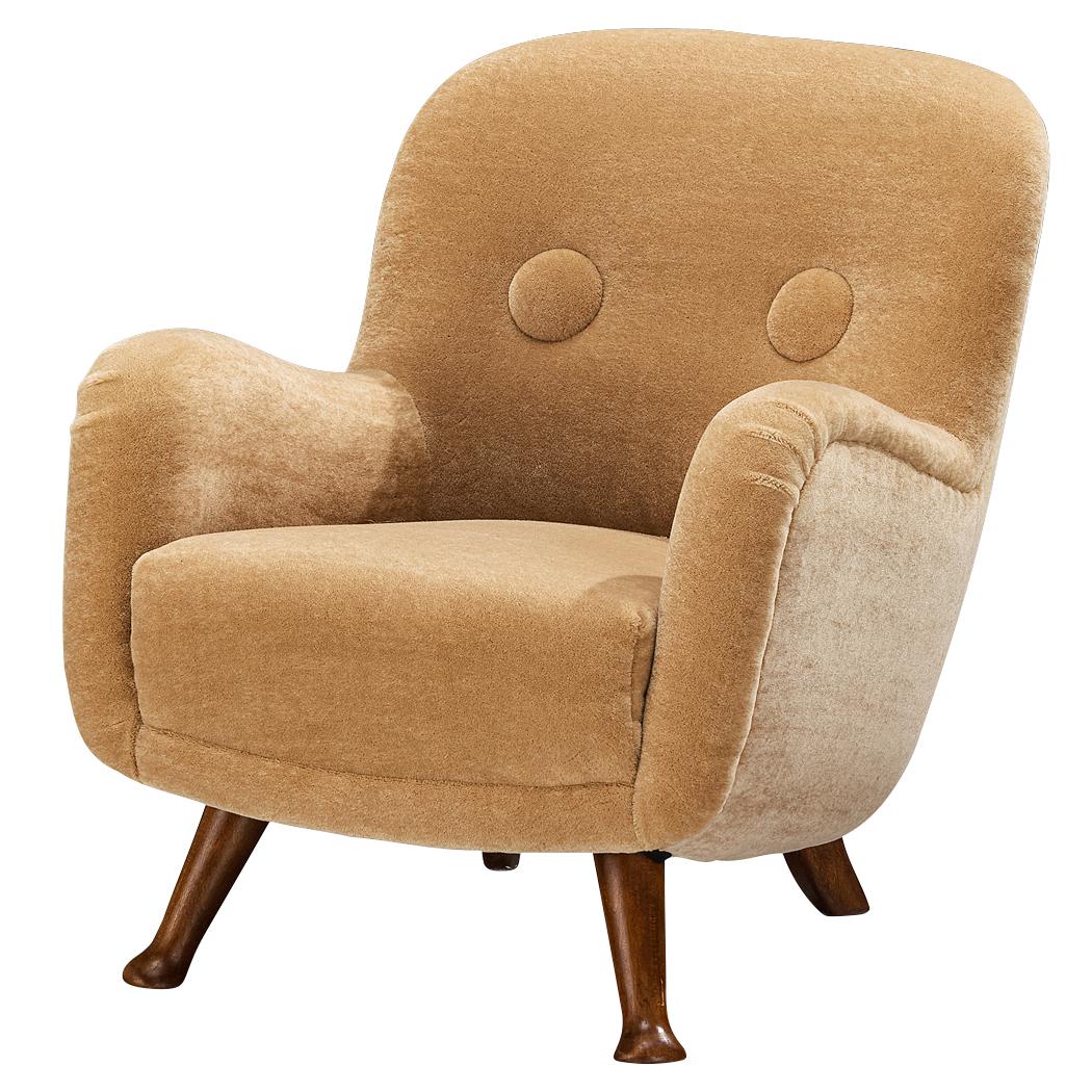 Sedia da salotto Berga Mobler in mohair Pierre Frey Teddy in vendita