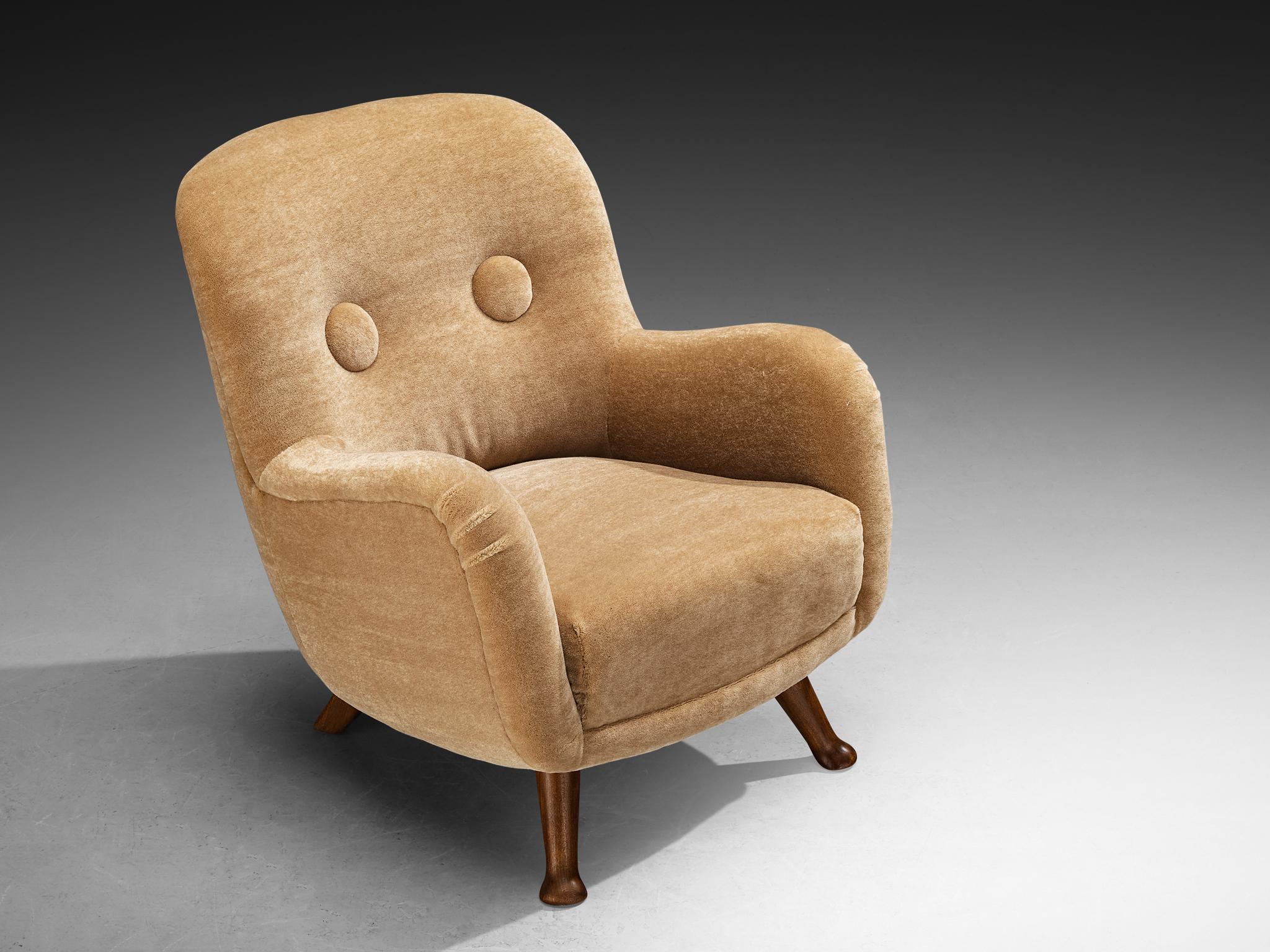 Danish Berga Mobler Lounge Chairs in Beige Teddy For Sale