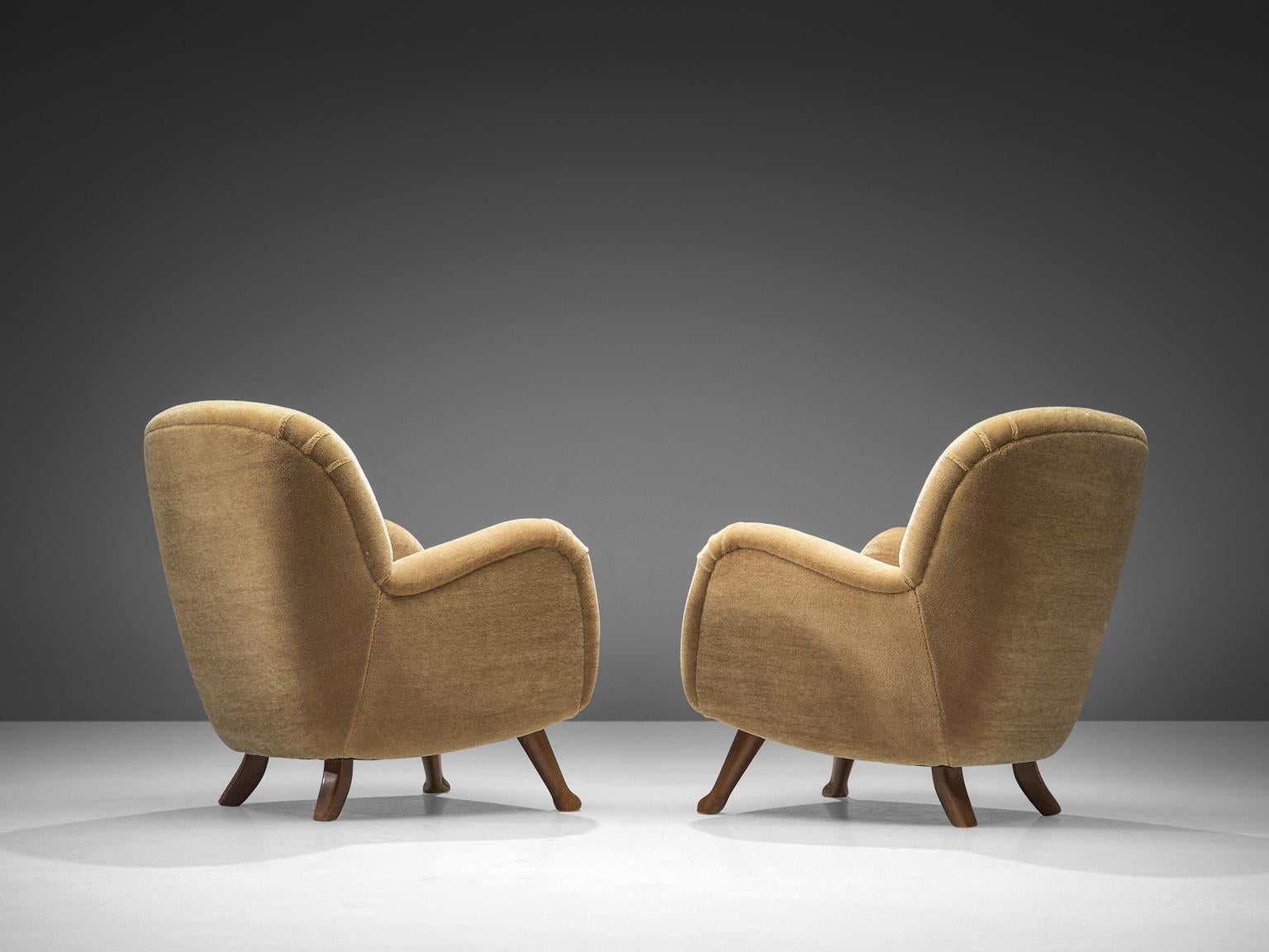 Mid-20th Century Berga Mobler Lounge Chairs in Beige Teddy  For Sale