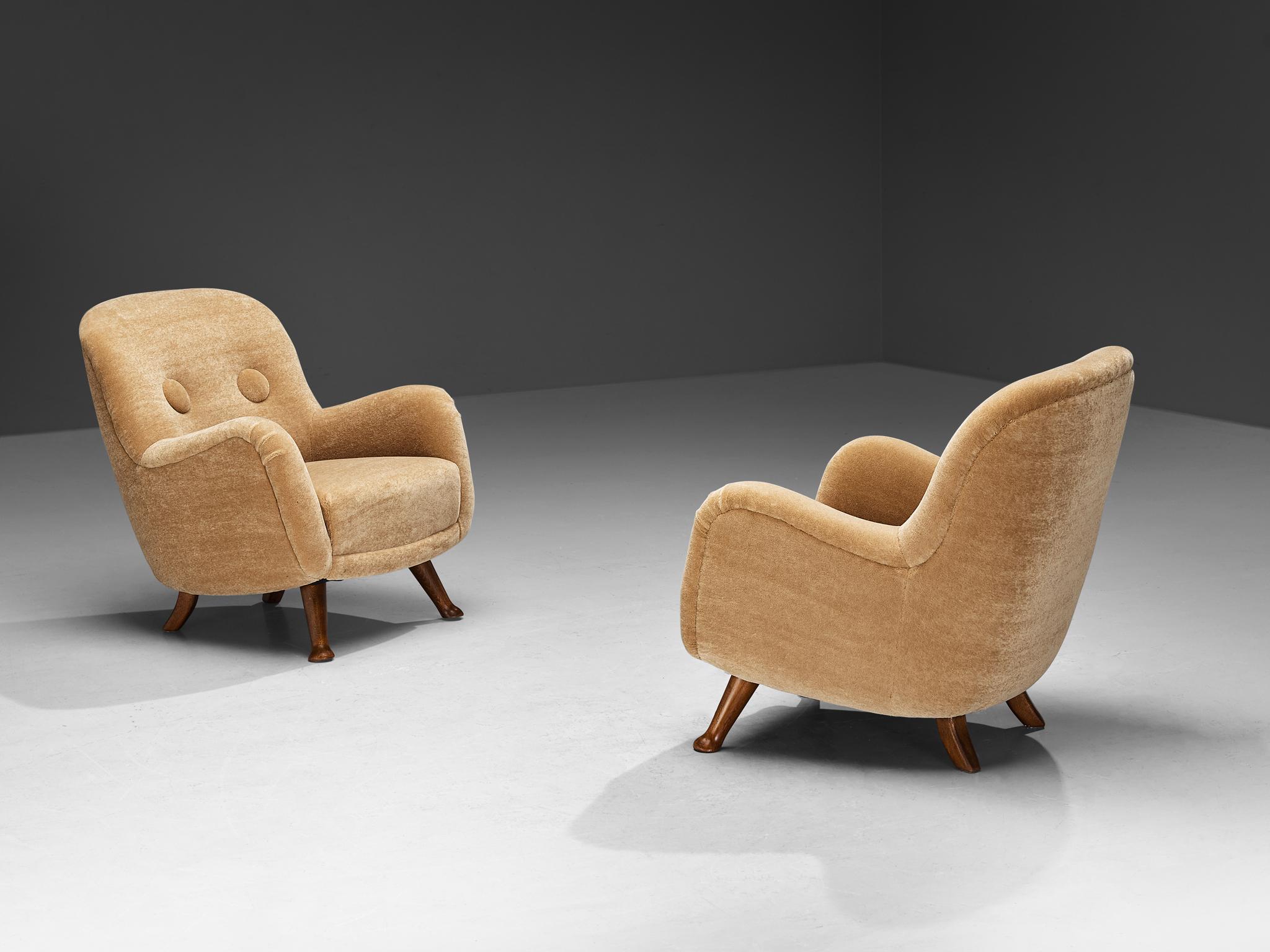 Fabric Berga Mobler Lounge Chairs in Beige Teddy