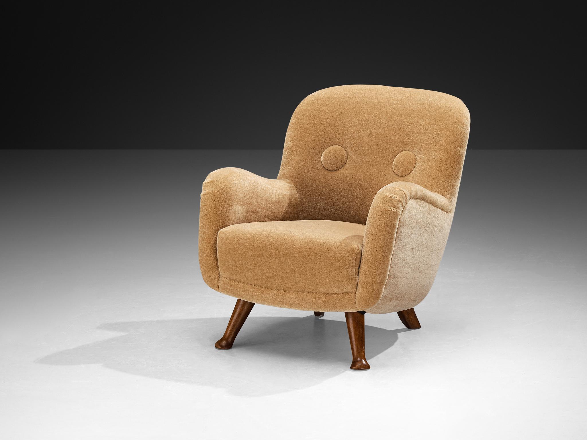 Fabric Berga Mobler Lounge Chairs in Beige Teddy For Sale