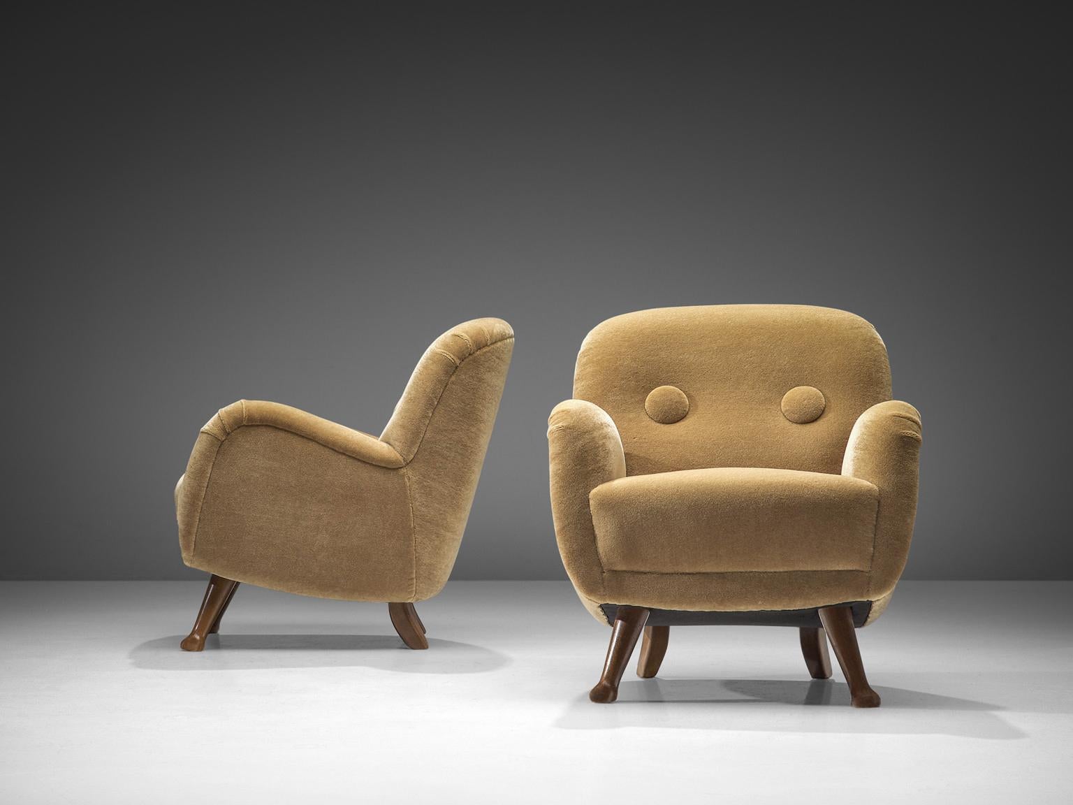 Danish Berga Mobler Pair of Lounge Chairs in Beige Teddy 