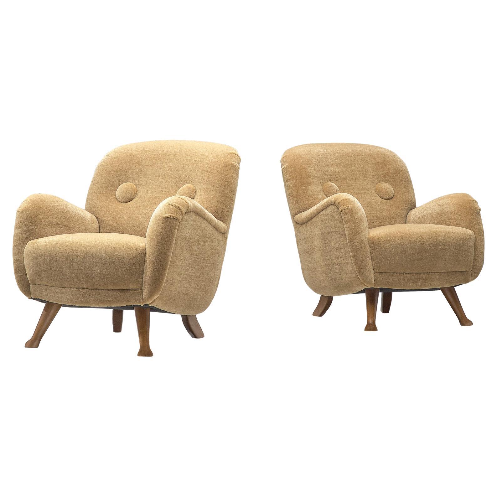 Berga Mobler Pair of Lounge Chairs in Beige Teddy 