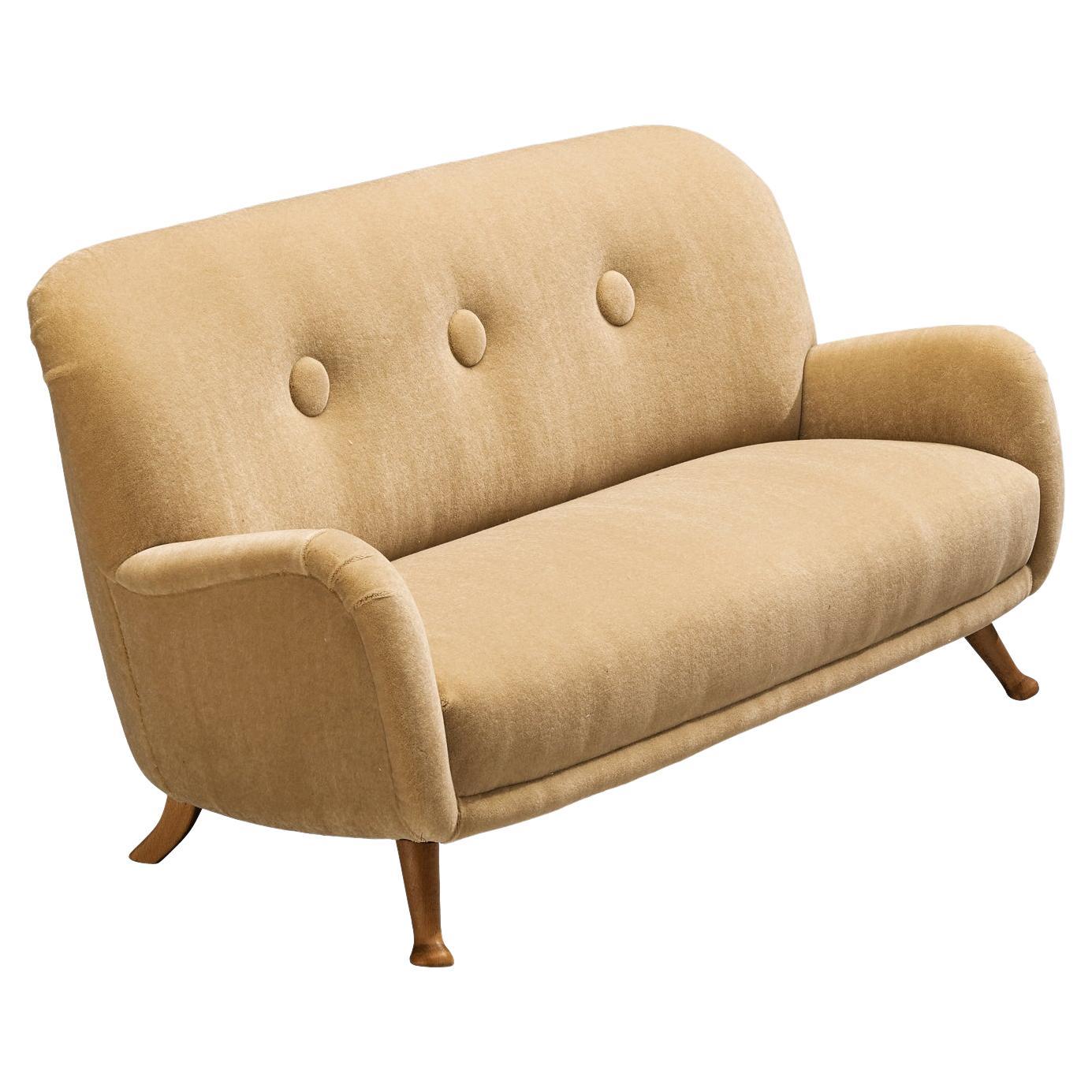 Berga Mobler Sofa in Beige Mohair Upholstery