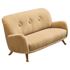 Berga Mobler Sofa in Beige Mohair Upholstery
