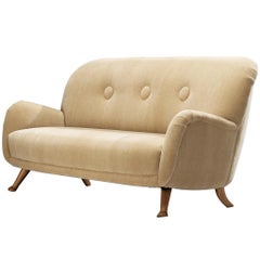 Berga Mobler Sofa in Beige Teddy Mohair by Pierre Frey