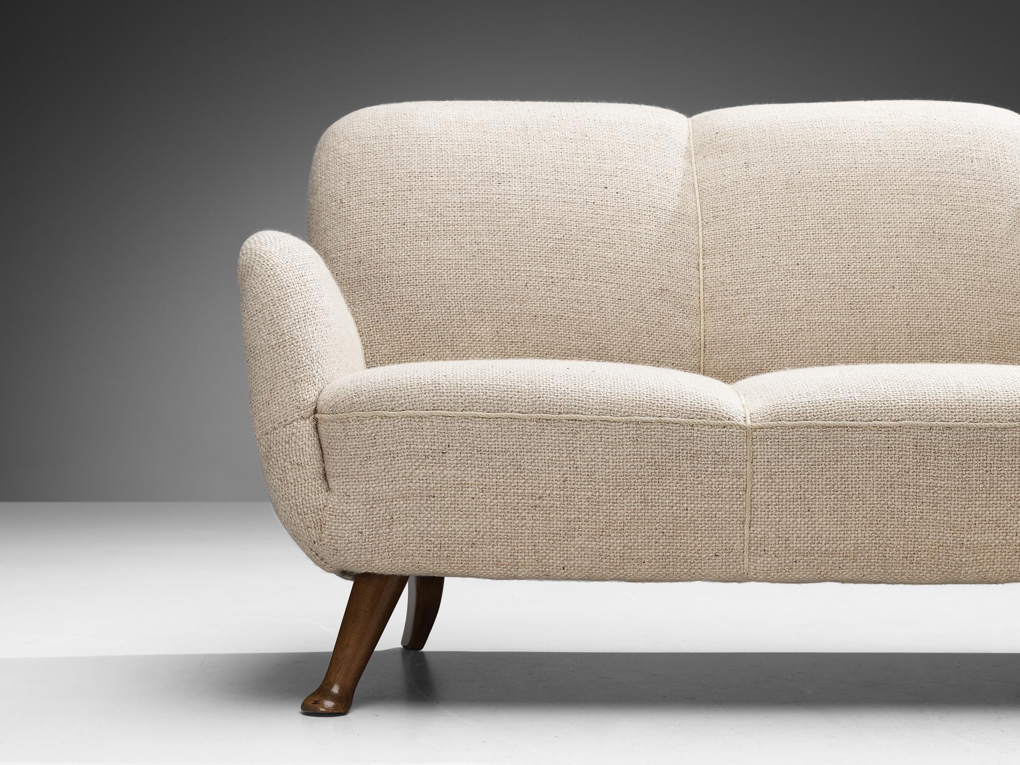 Mid-20th Century Berga Mobler Sofa in Beige Wool Upholstery 