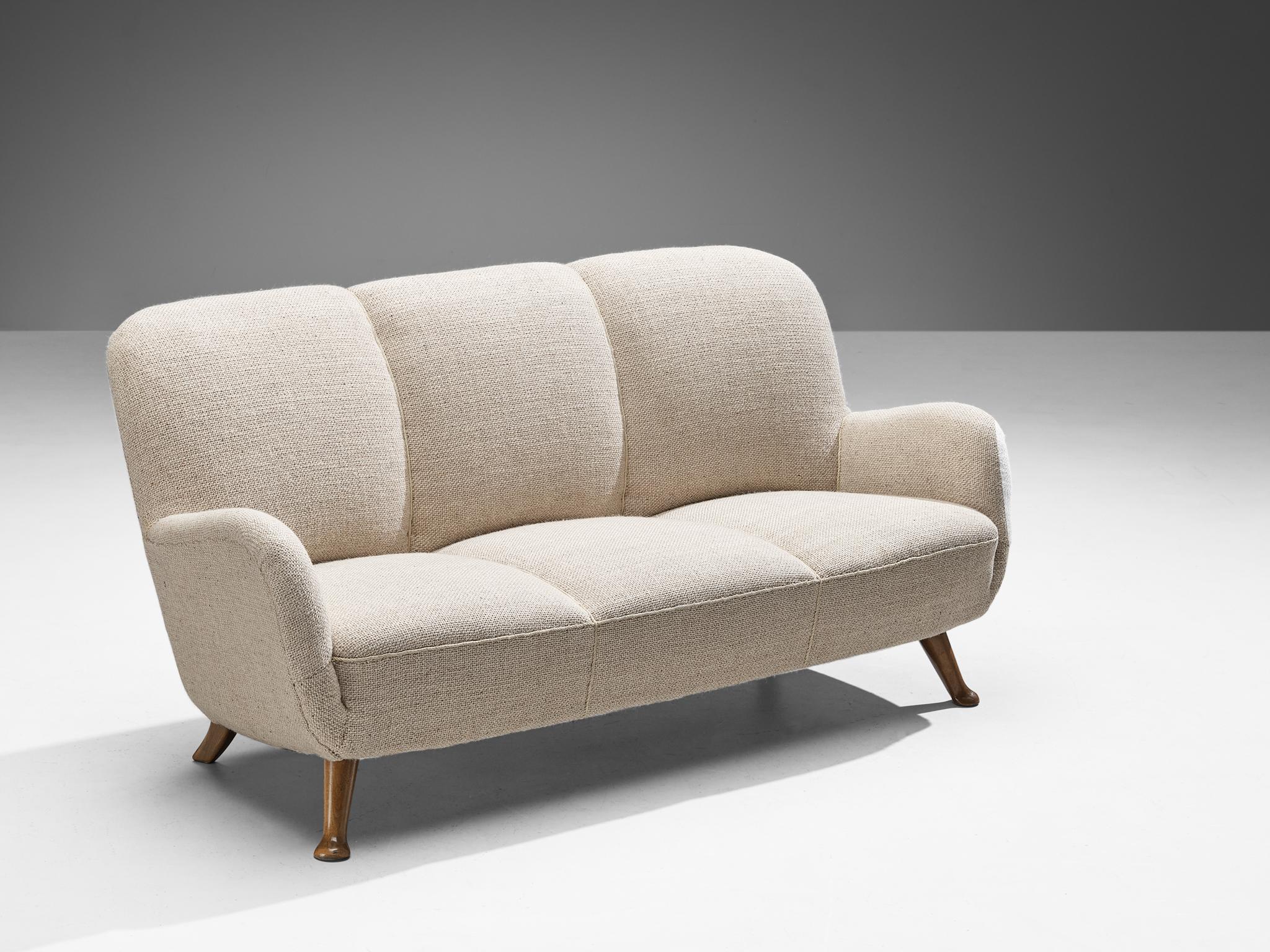 Velvet Berga Mobler Sofa in Beige Wool Upholstery 