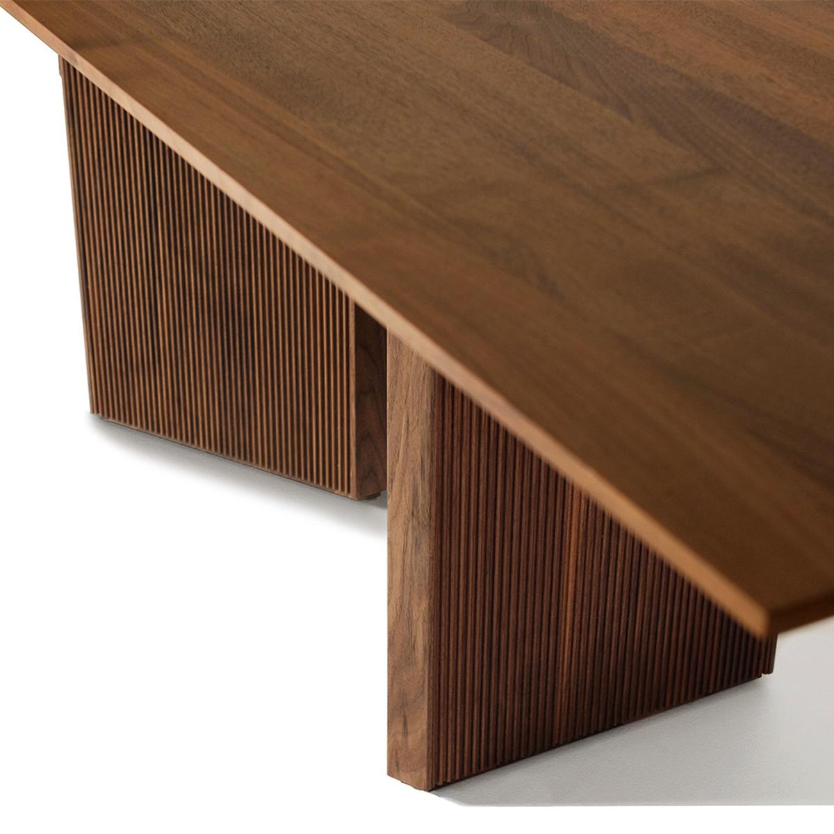Walnut Bergame Lines Dining Table For Sale